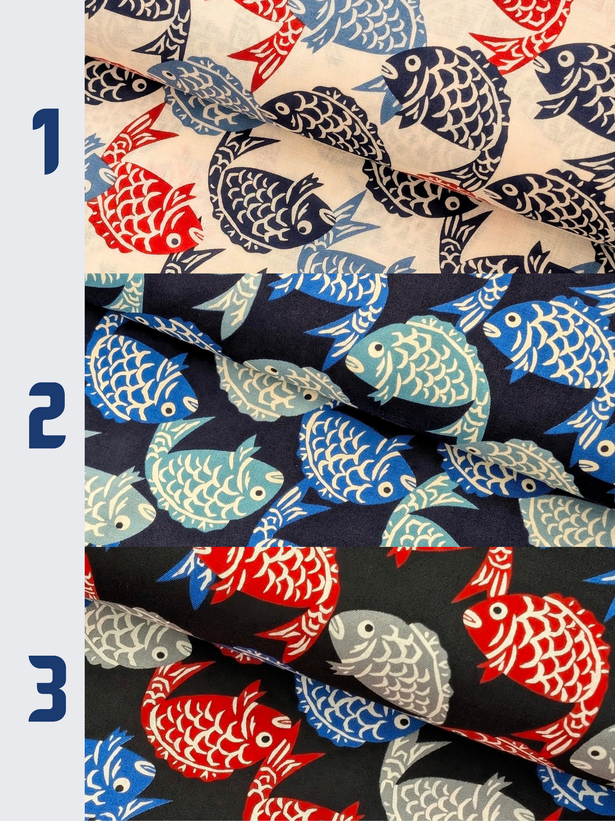 Sevenberry - Fish Block Print Cotton Shirting Fabric - Black