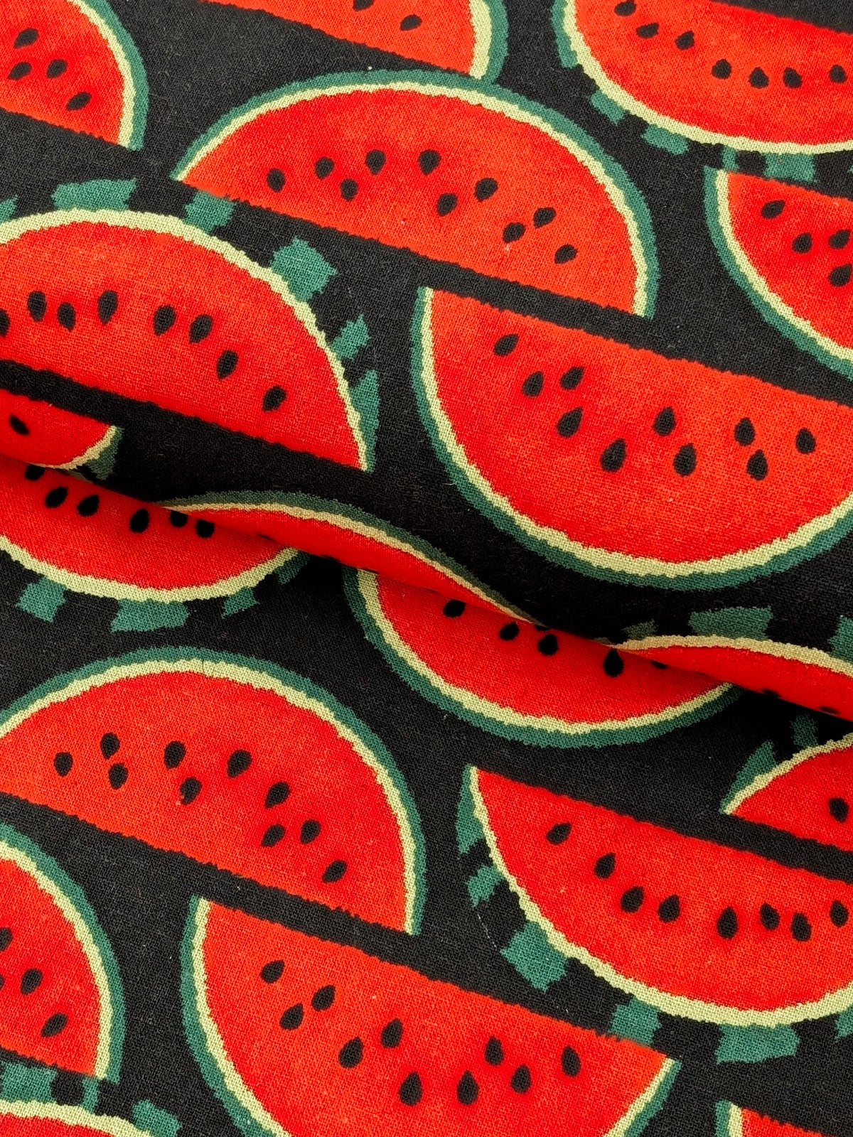Sevenberry - Watermelon Slices Cotton Linen Oxford Canvas - Black