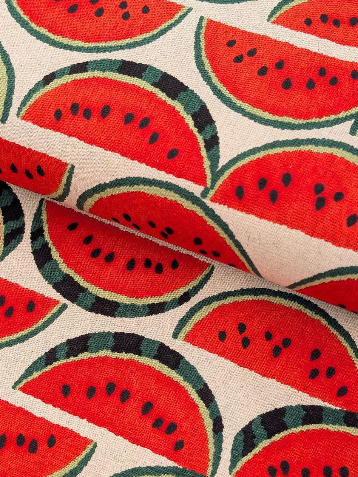 Sevenberry - Watermelon Slices Cotton Linen Oxford Canvas - Beige