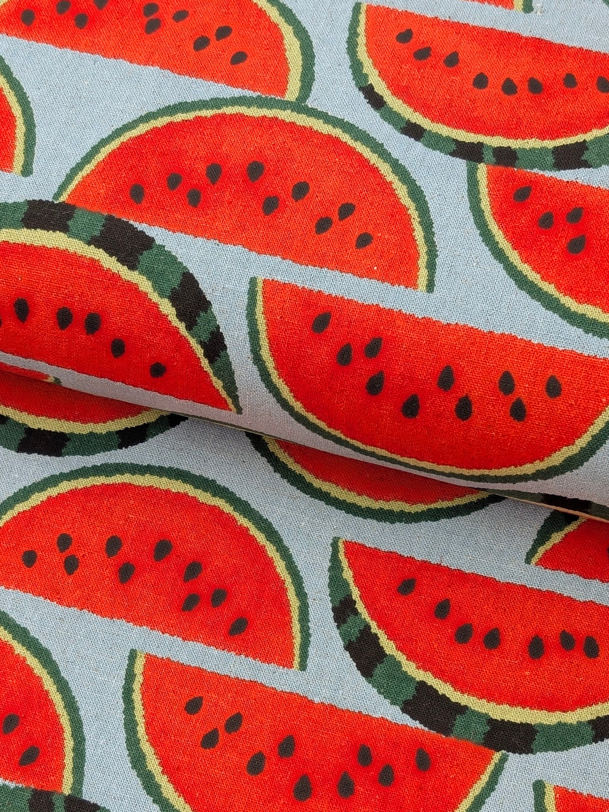 Sevenberry - Watermelon Slices Cotton Linen Oxford Canvas - Blue