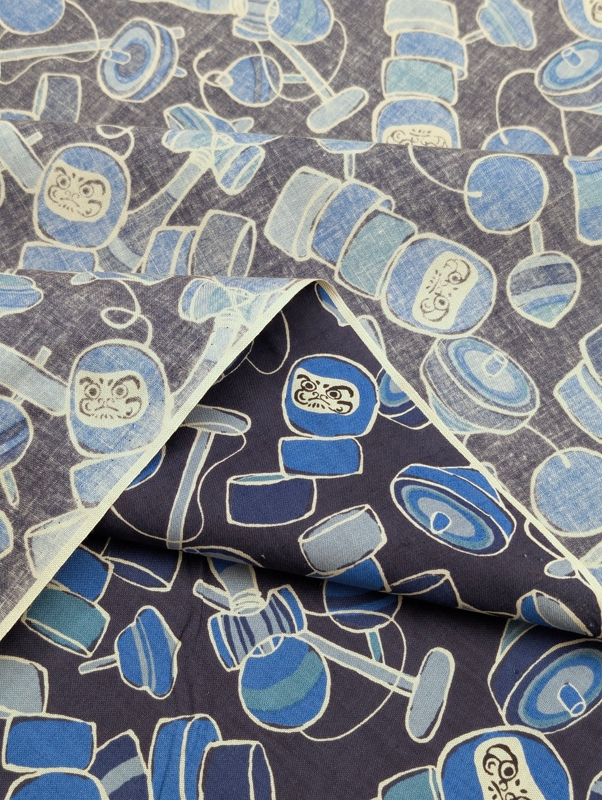Sevenberry - Daruma Toy Box Block Print Cotton Shirting Fabric - Blue