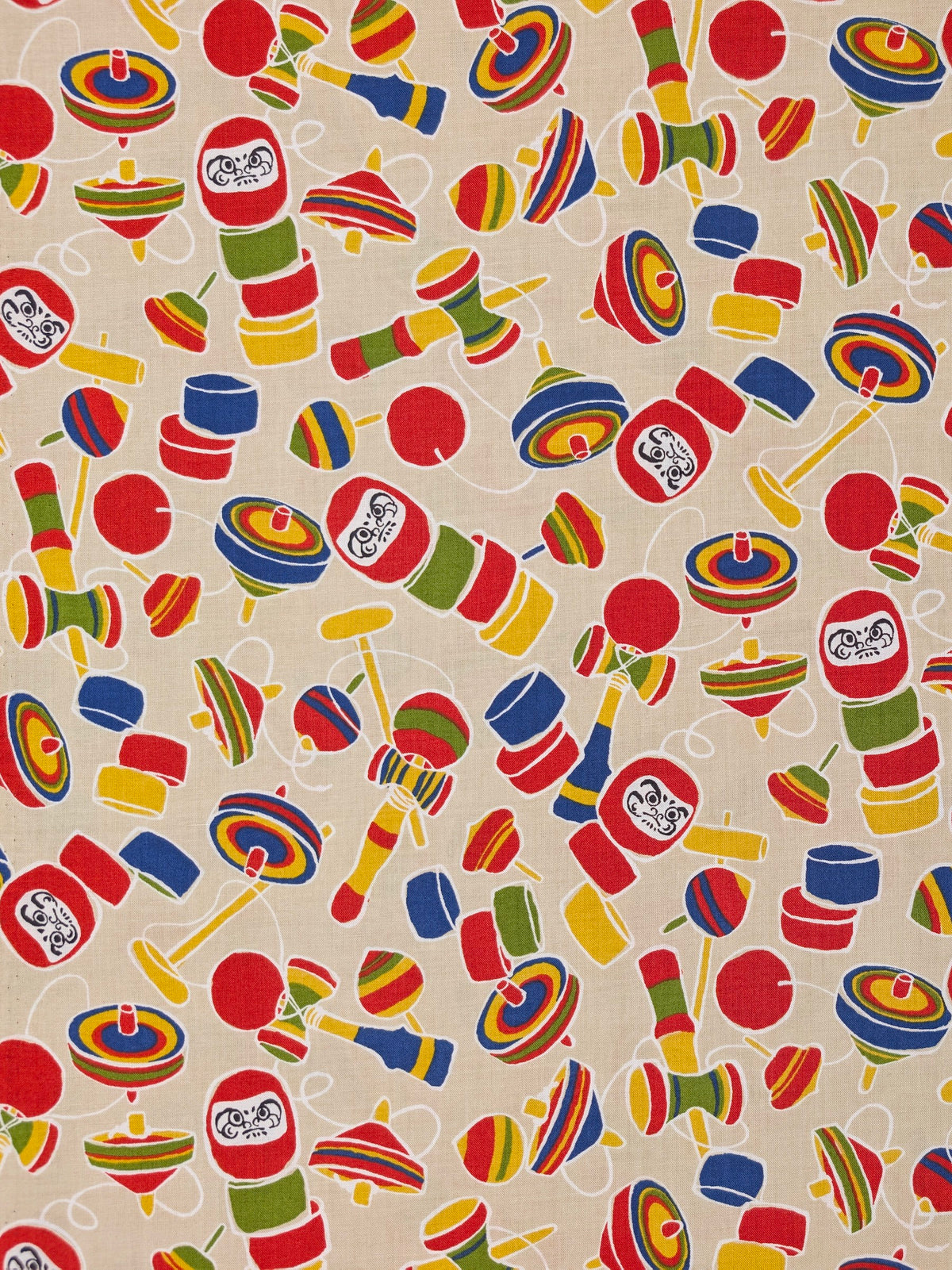 Sevenberry - Daruma Toy Box Block Print Cotton Shirting Fabric - Beige