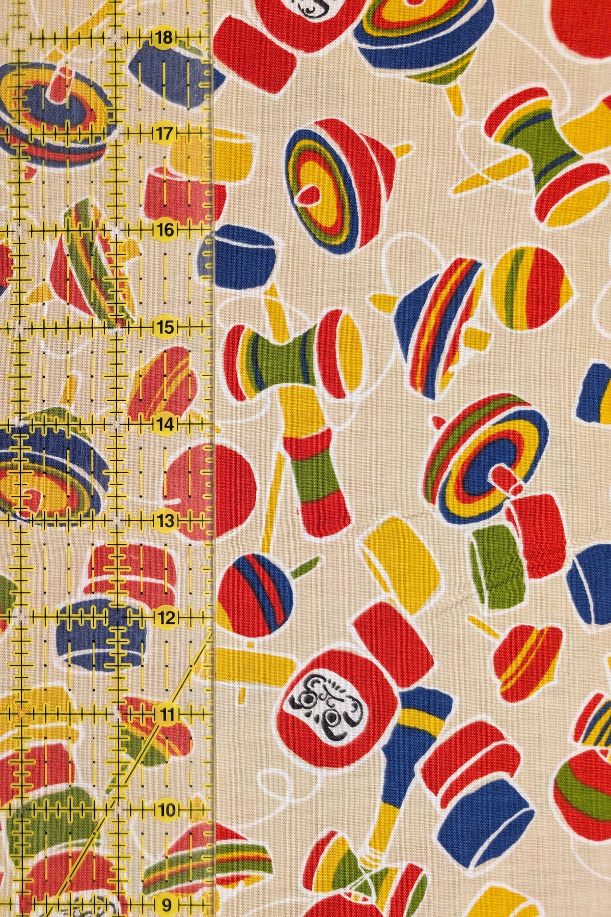Sevenberry - Daruma Toy Box Block Print Cotton Shirting Fabric - Beige