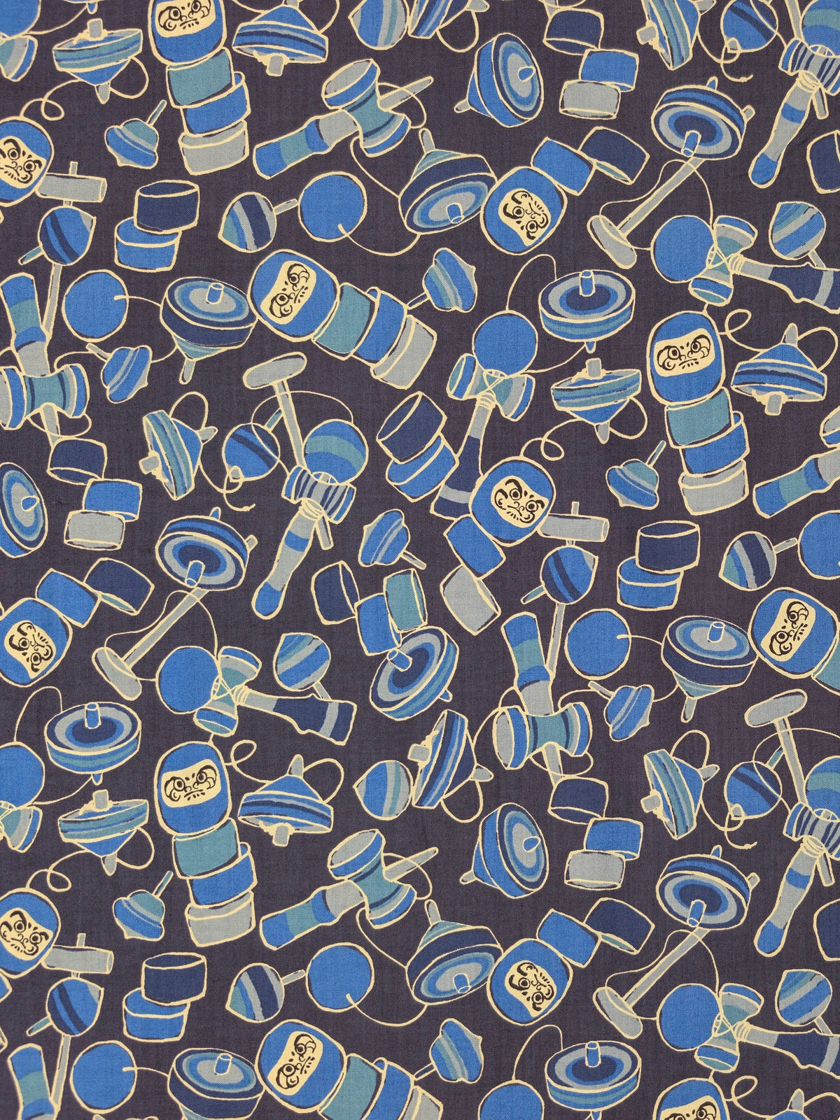 Sevenberry - Daruma Toy Box Block Print Cotton Shirting Fabric - Blue