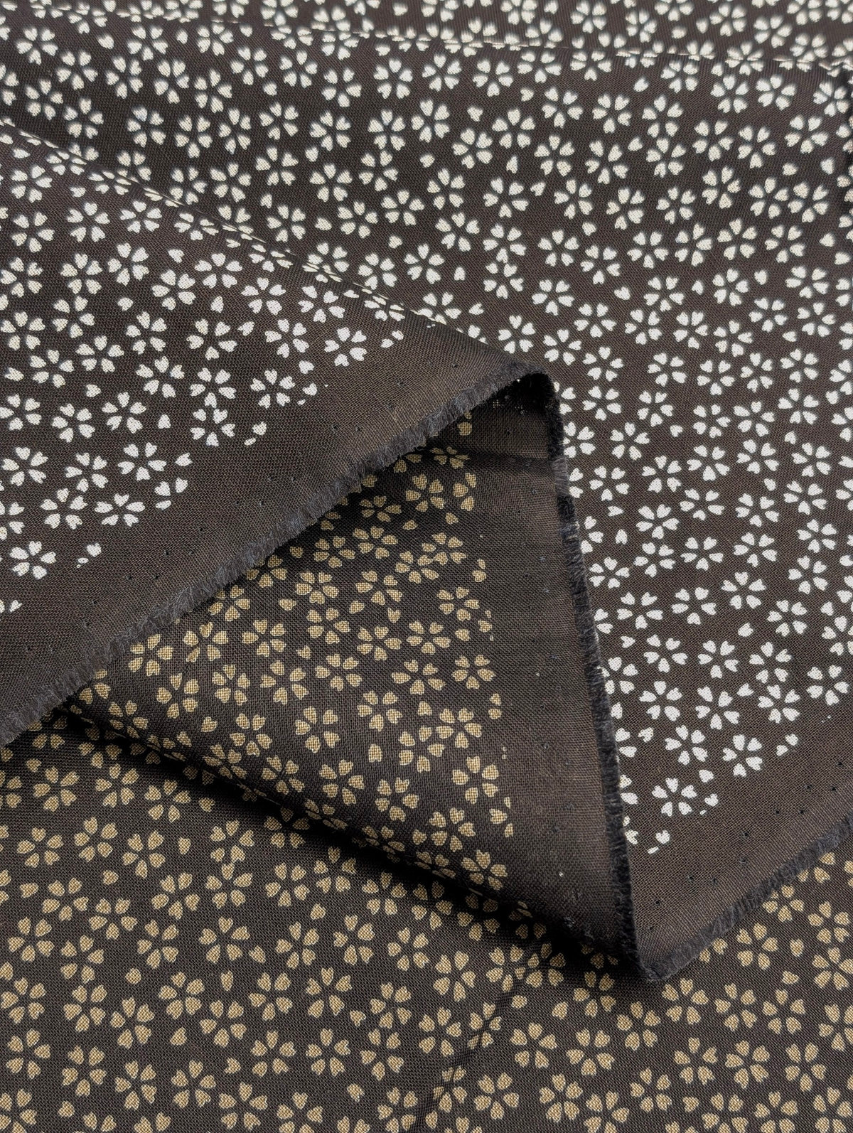 Sevenberry - Sakura Cherry Blossom Cotton Sheeting Fabric - Black & Gray