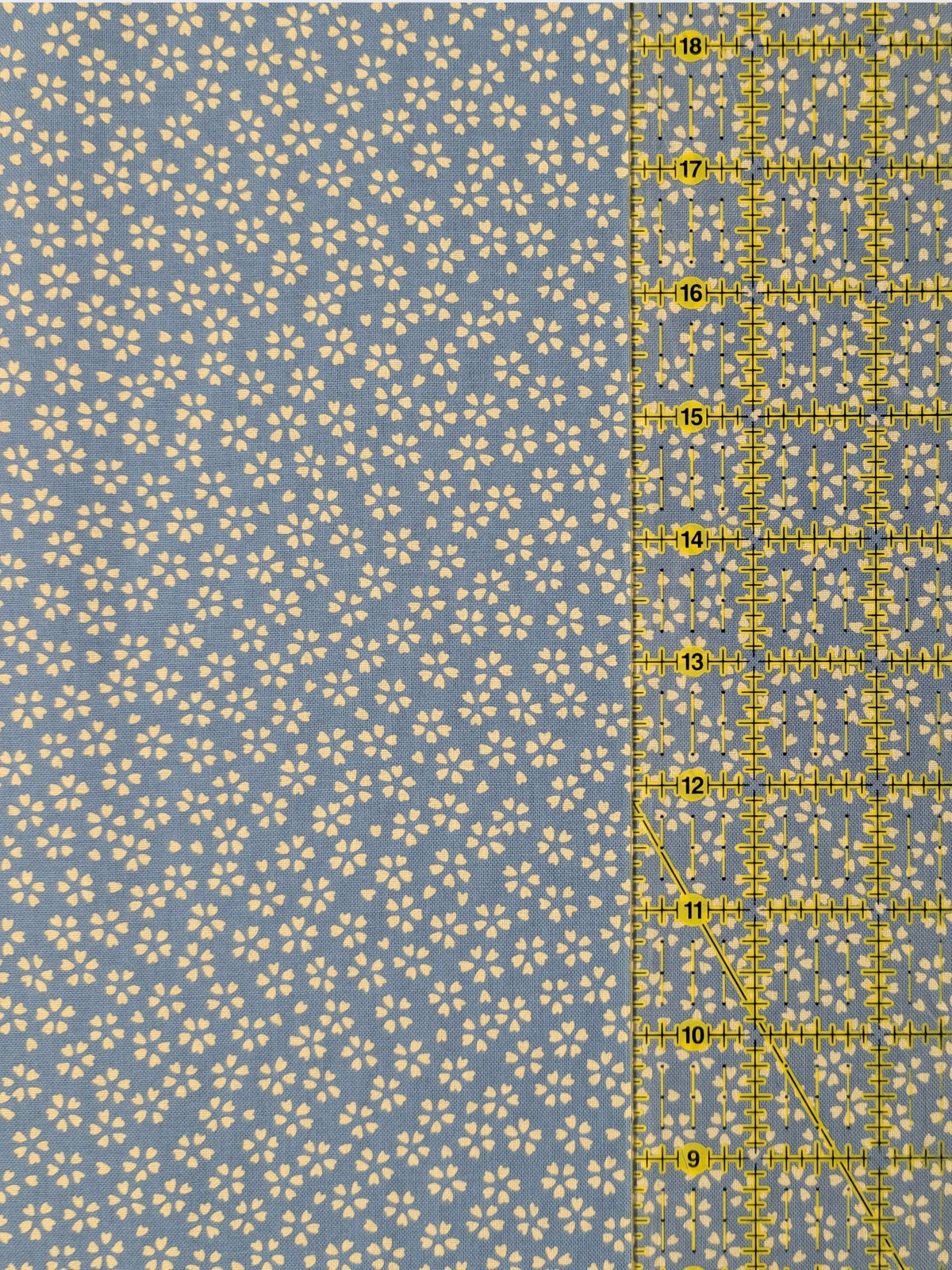 Sevenberry - Sakura Cherry Blossom Cotton Sheeting Fabric - Light Blue & Beige