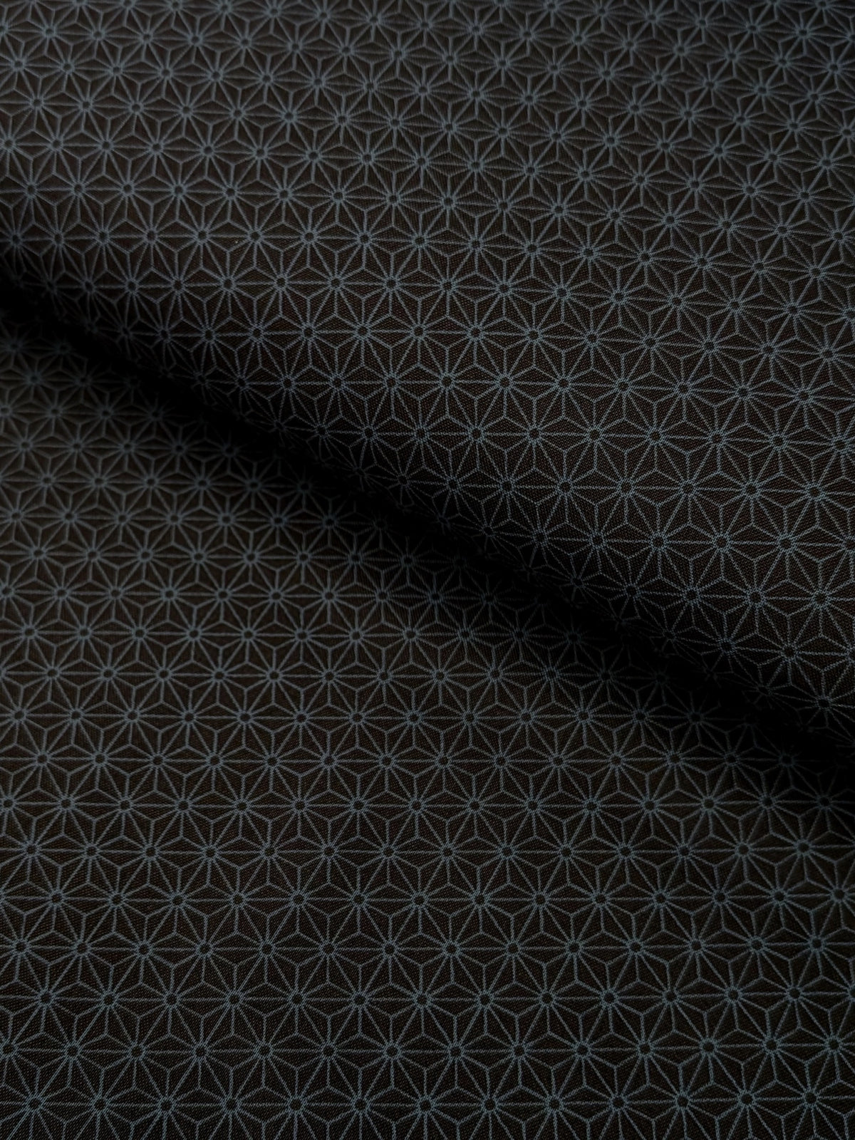 Sevenberry - Small Asanoha Stars Cotton Sheeting Fabric - Dark Blue and Black