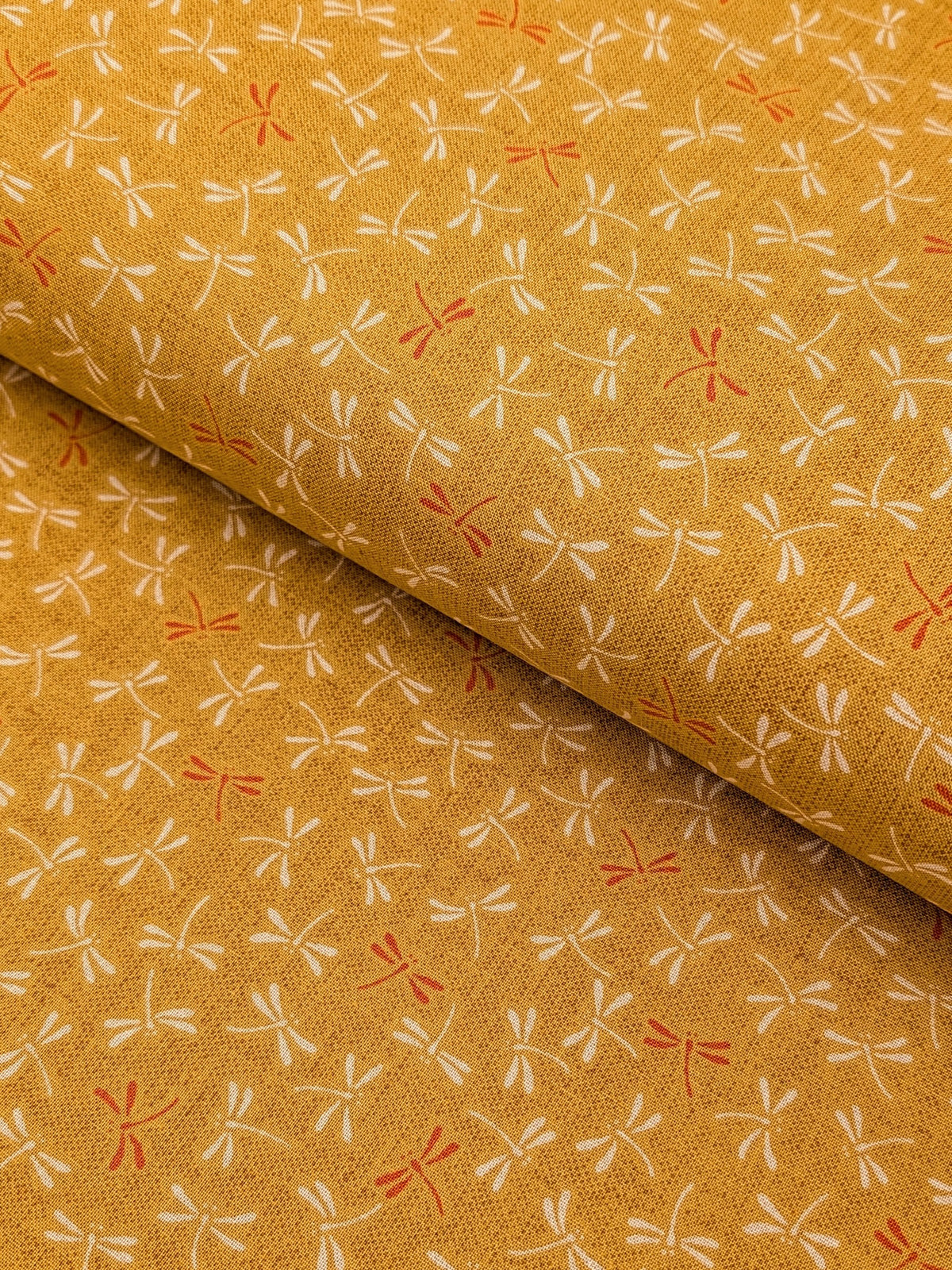 Sevenberry - Dragonflies Cotton Sheeting Fabric - Yellow