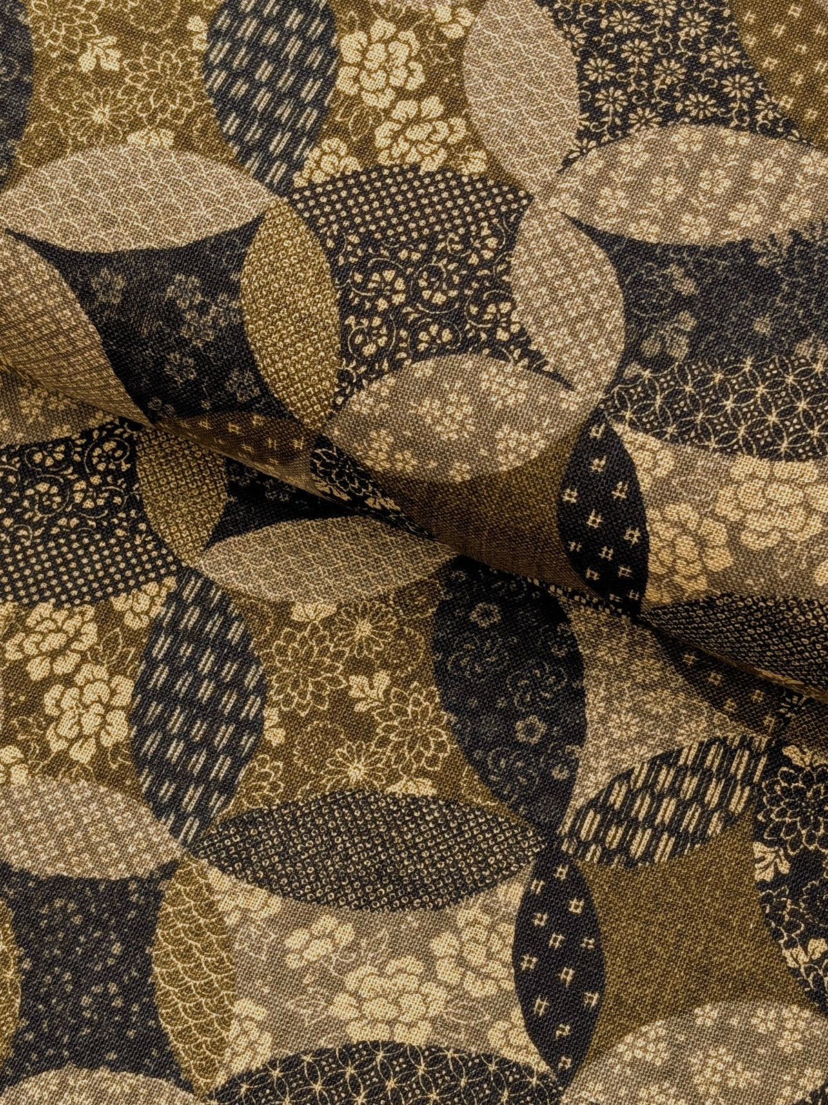 Sevenberry - Patchwork Shippo Rustic Weave Cotton Japanese Fabric - Brown