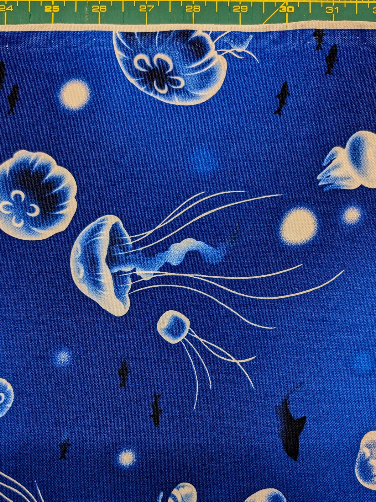 Cosmo - Flowing Jellyfish Cotton Oxford Fabric - Dark Blue