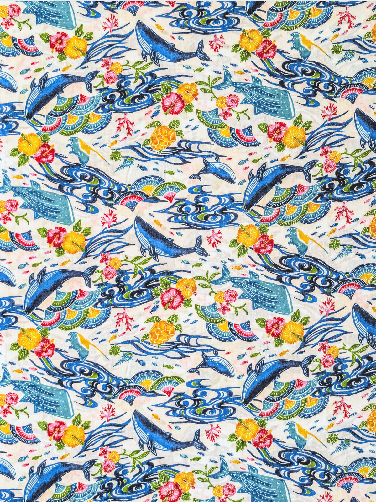 Cosmo - Underwater Paradise Cotton Broadcloth Fabric - White