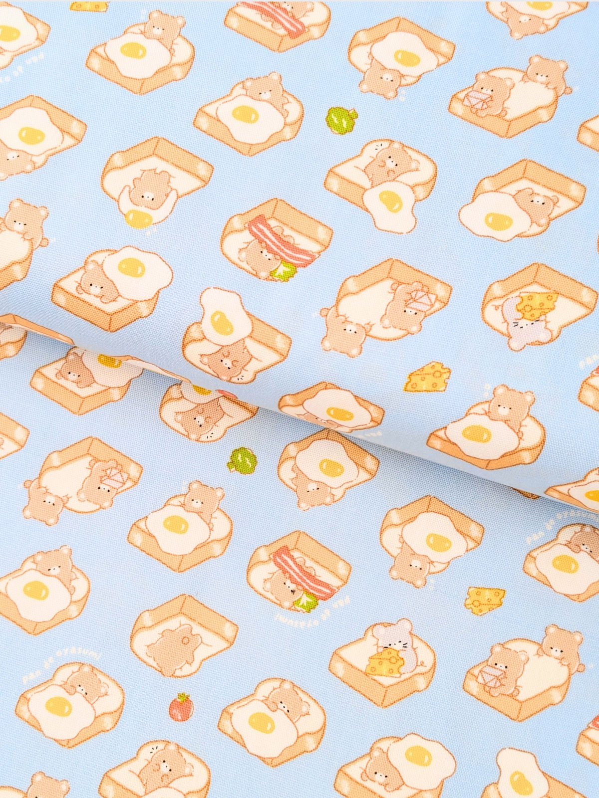 Cosmo - Bear Toast Cotton Oxford Fabric - Blue REMNANT