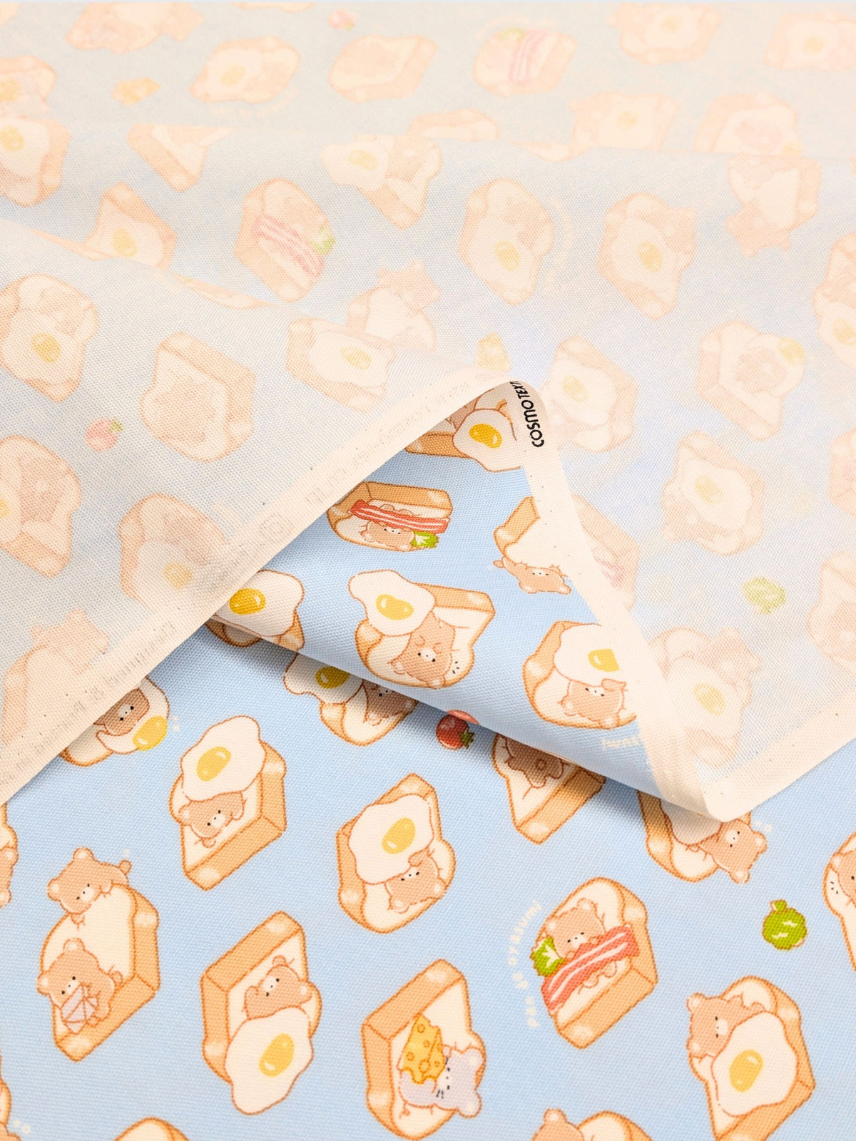 Cosmo - Bear Toast Cotton Oxford Fabric - Blue REMNANT
