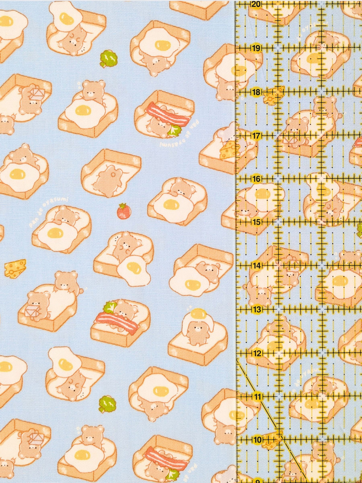 Cosmo - Bear Toast Cotton Oxford Fabric - Blue REMNANT