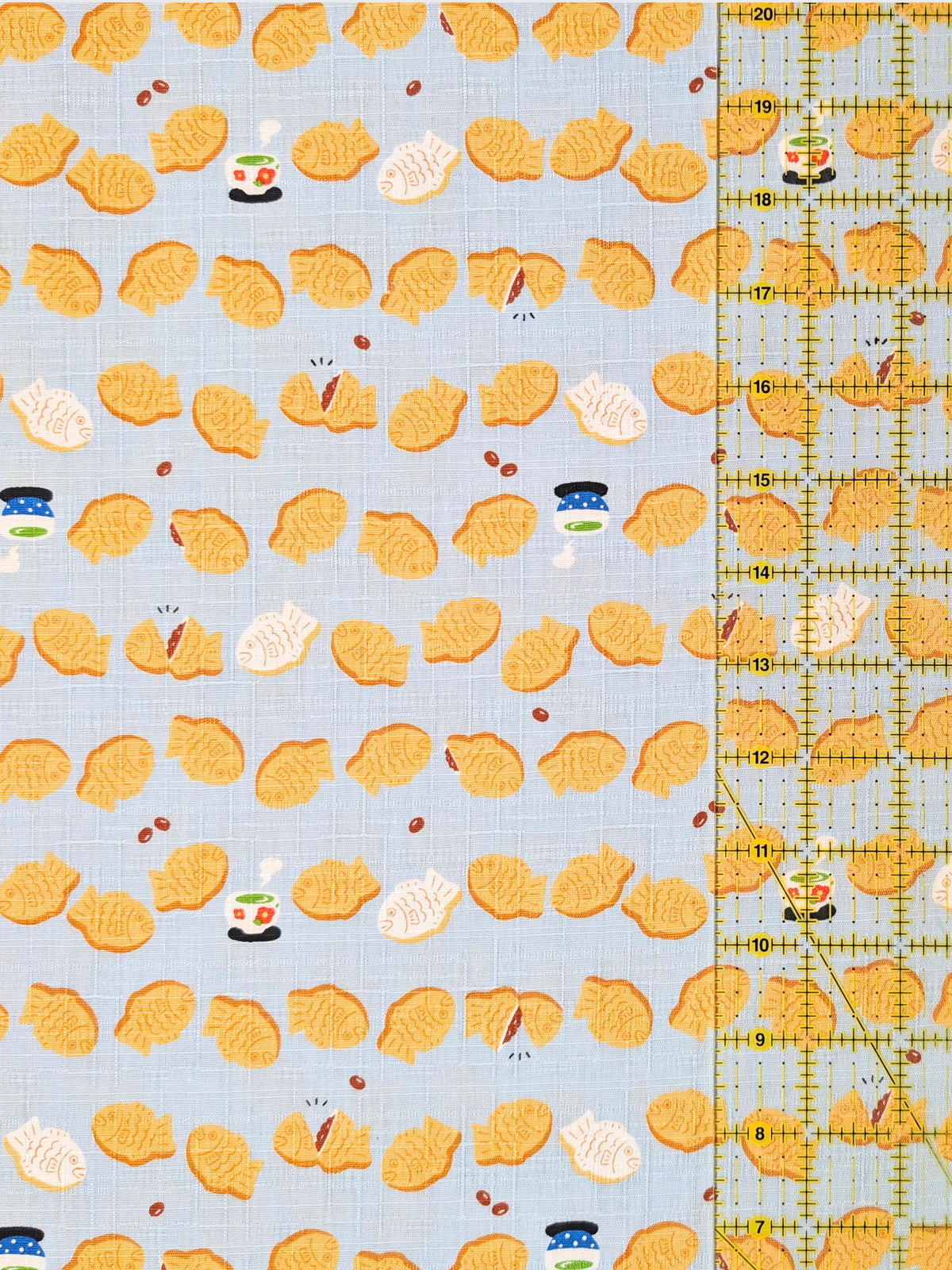 Cosmo - Taiyaki Tea Time Cotton Dobby Fabric - Light Blue