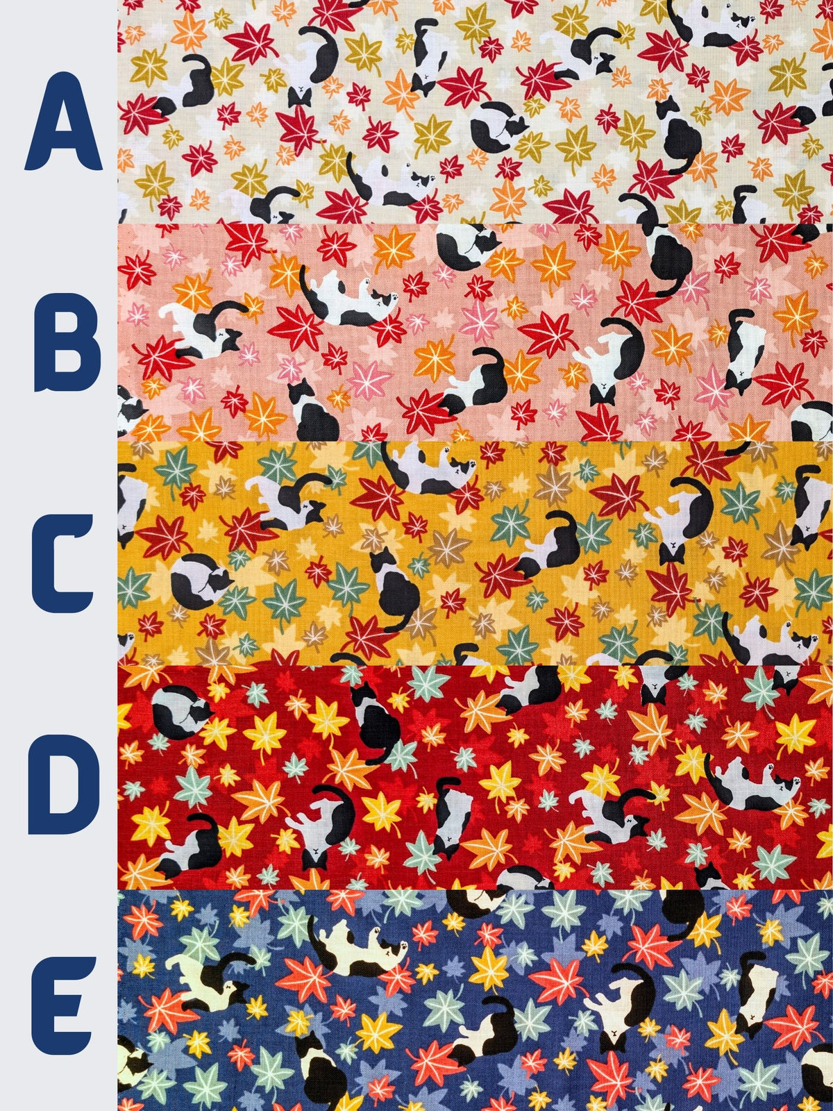 Cosmo - Maple Leaves & Cats Cotton Sheeting Fabric - Red