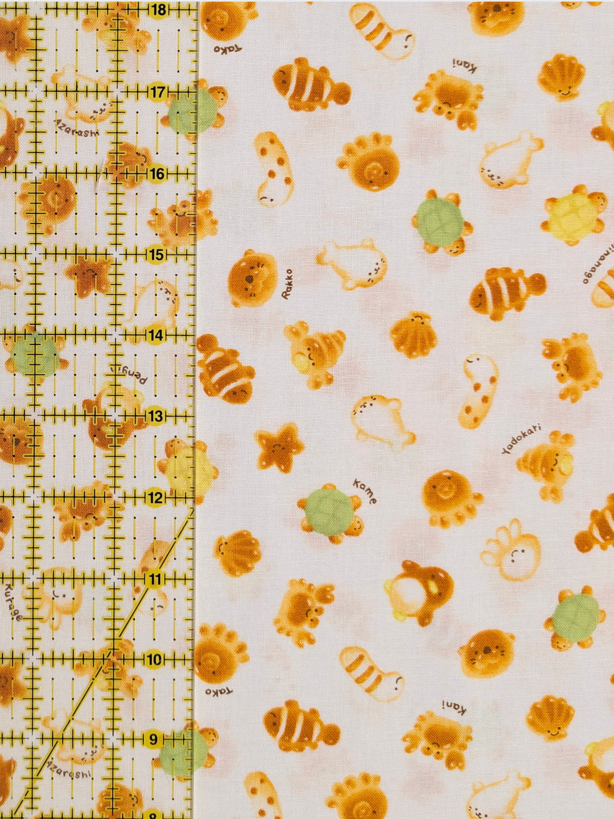 Cosmo - Cutesie Ocean Breads Cotton Sheeting Fabric - White