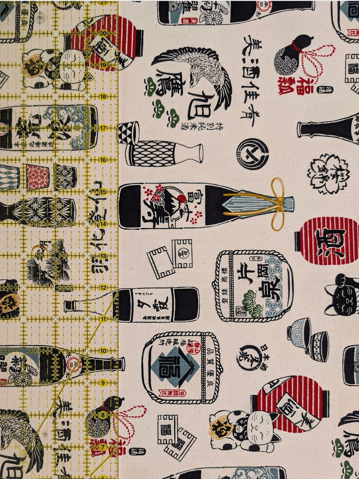Cosmo - Sake Time Cotton Oxford Canvas Fabric - Beige