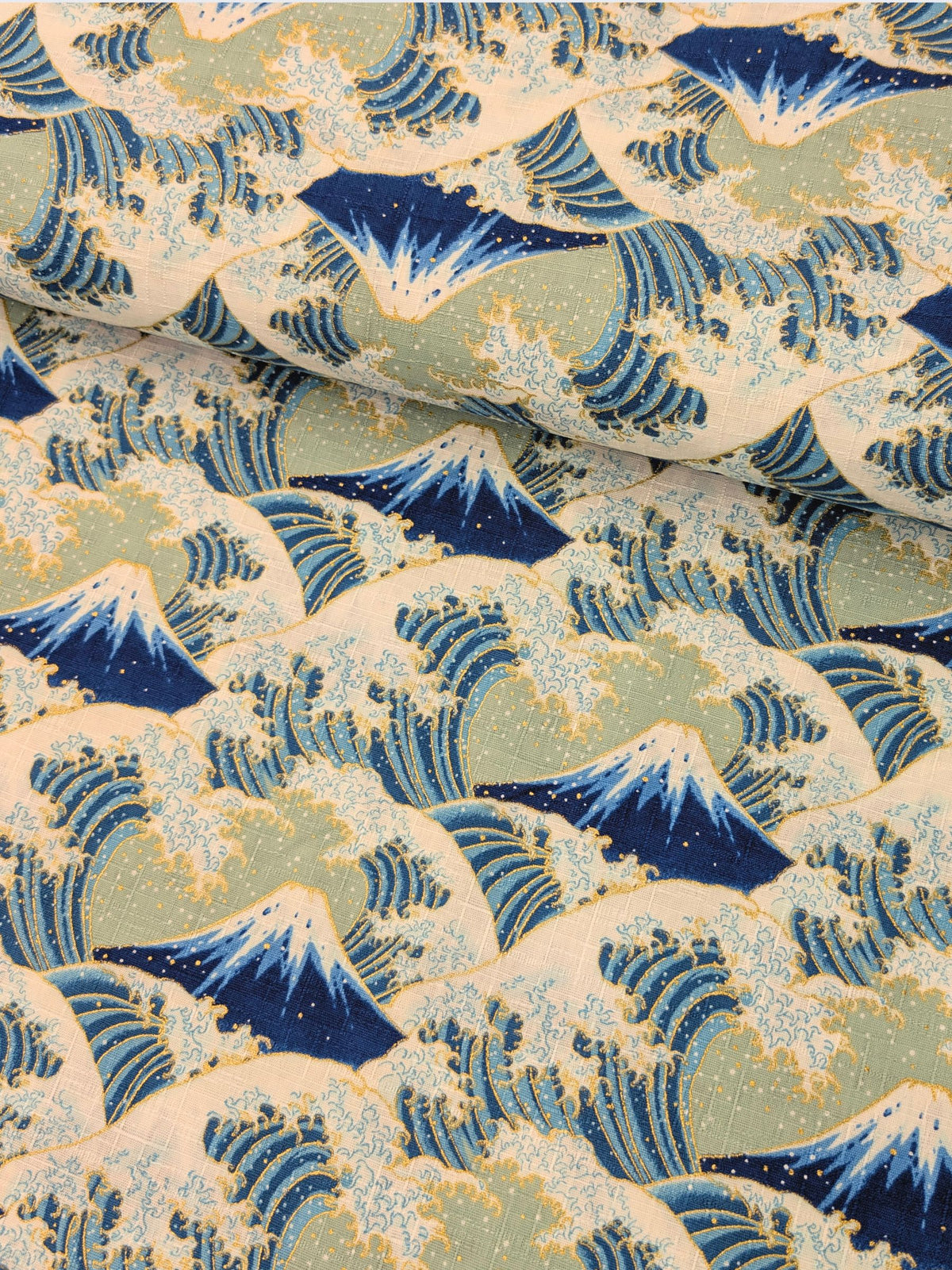 Cosmo - Golden Ocean Mountain Cotton Dobby Fabric - Blue & Green