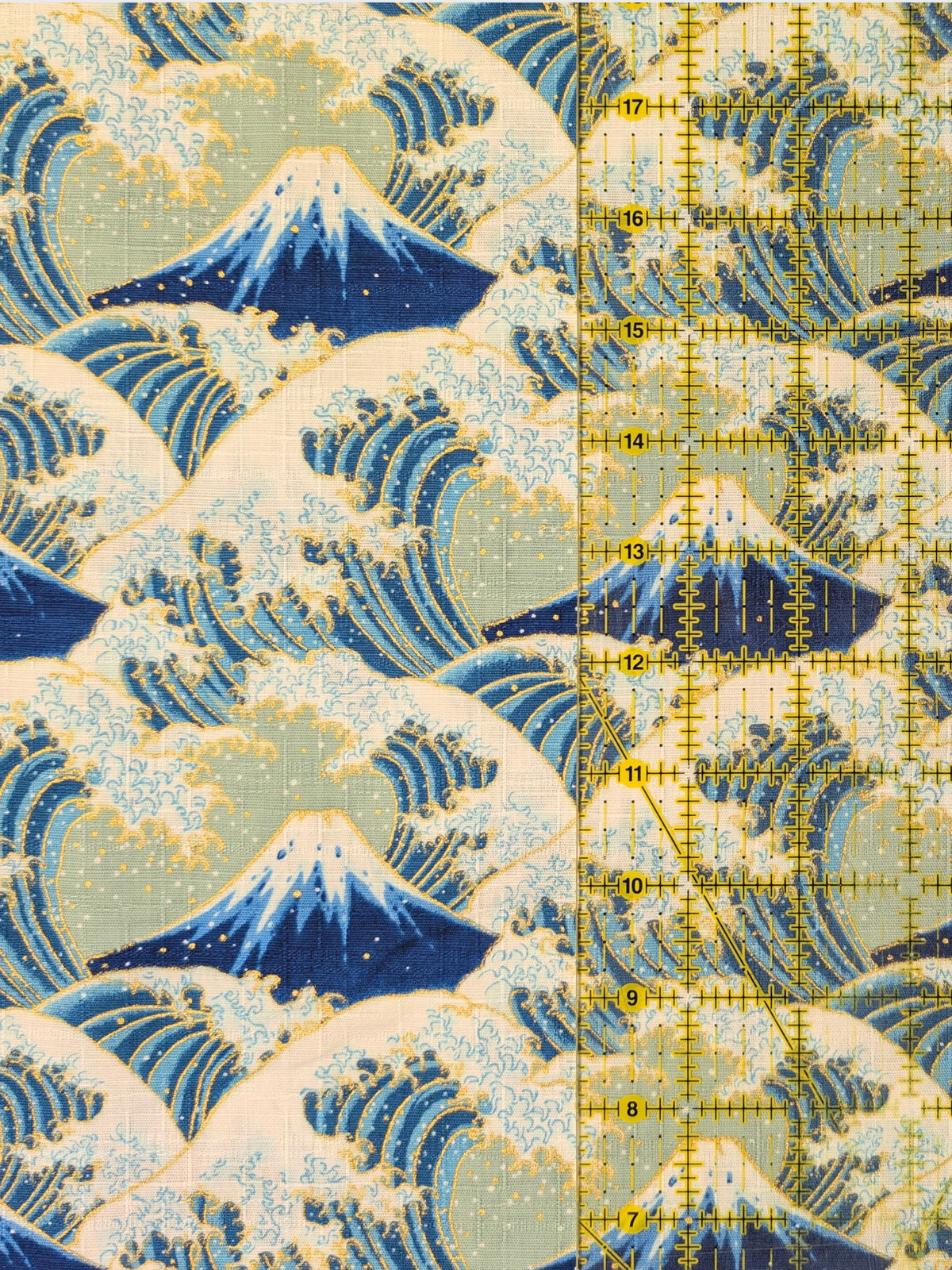 Cosmo - Golden Ocean Mountain Cotton Dobby Fabric - Blue & Green