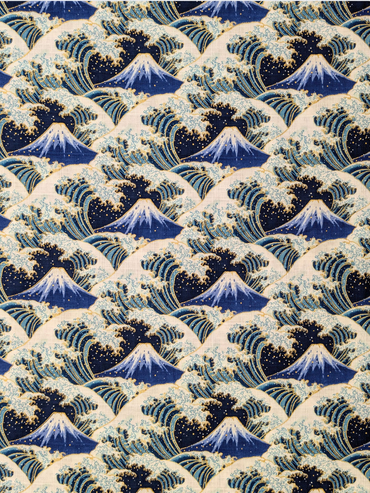 Cosmo - Golden Ocean Mountain Cotton Dobby Fabric - Navy Blue