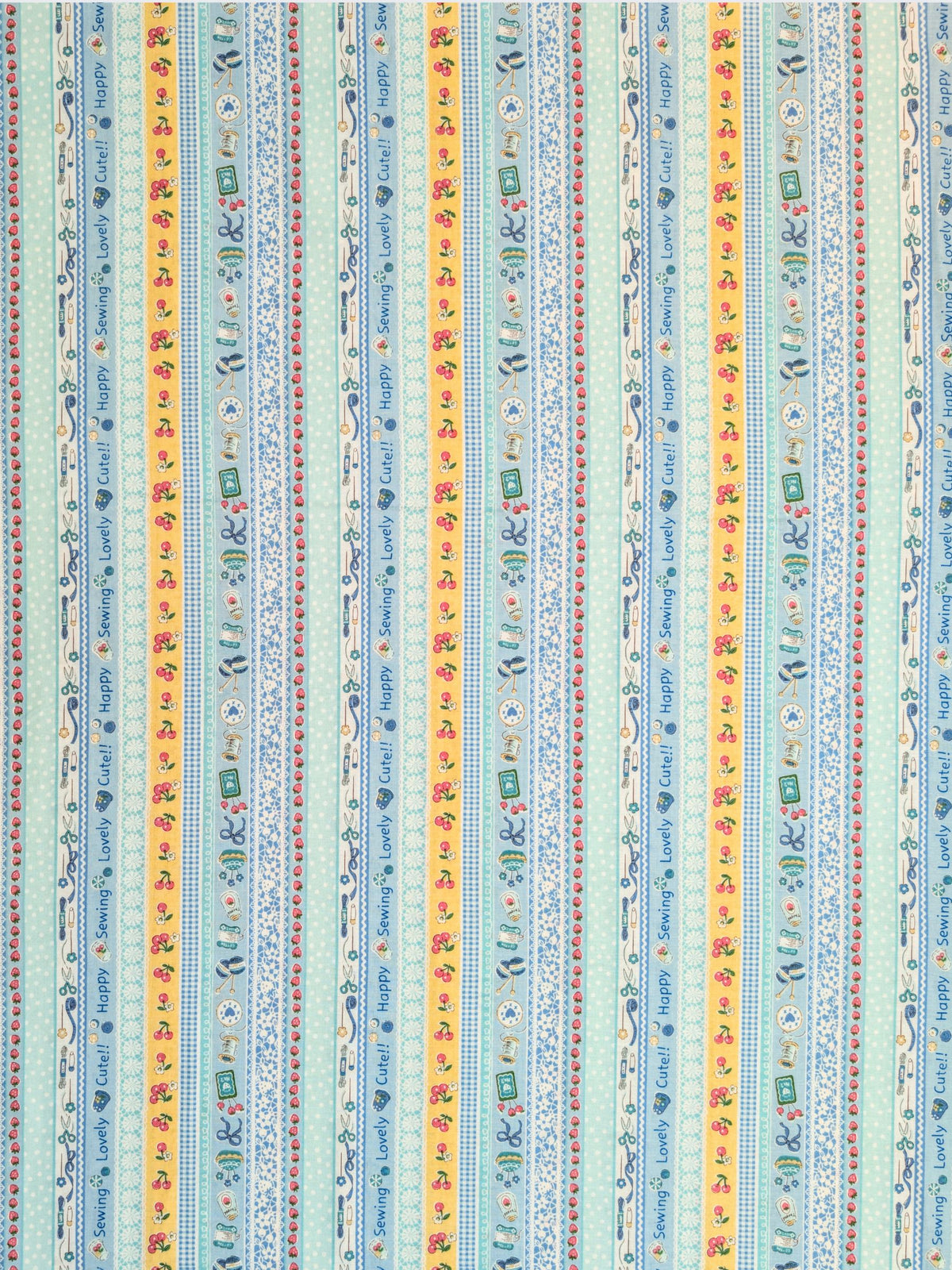 Yuwa - Cute Crafting Stripes Cotton Sheeting Fabric - Blue
