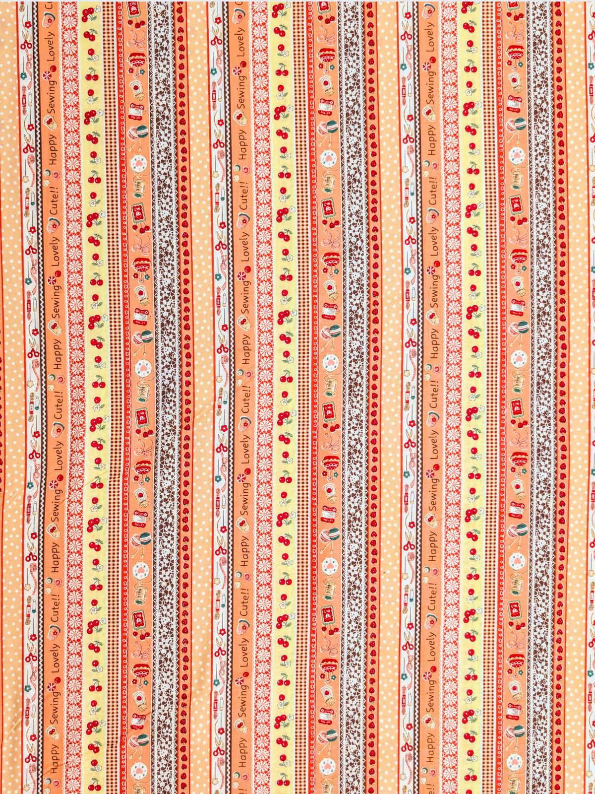 Yuwa - Cute Crafting Stripes Cotton Sheeting Fabric - Orange