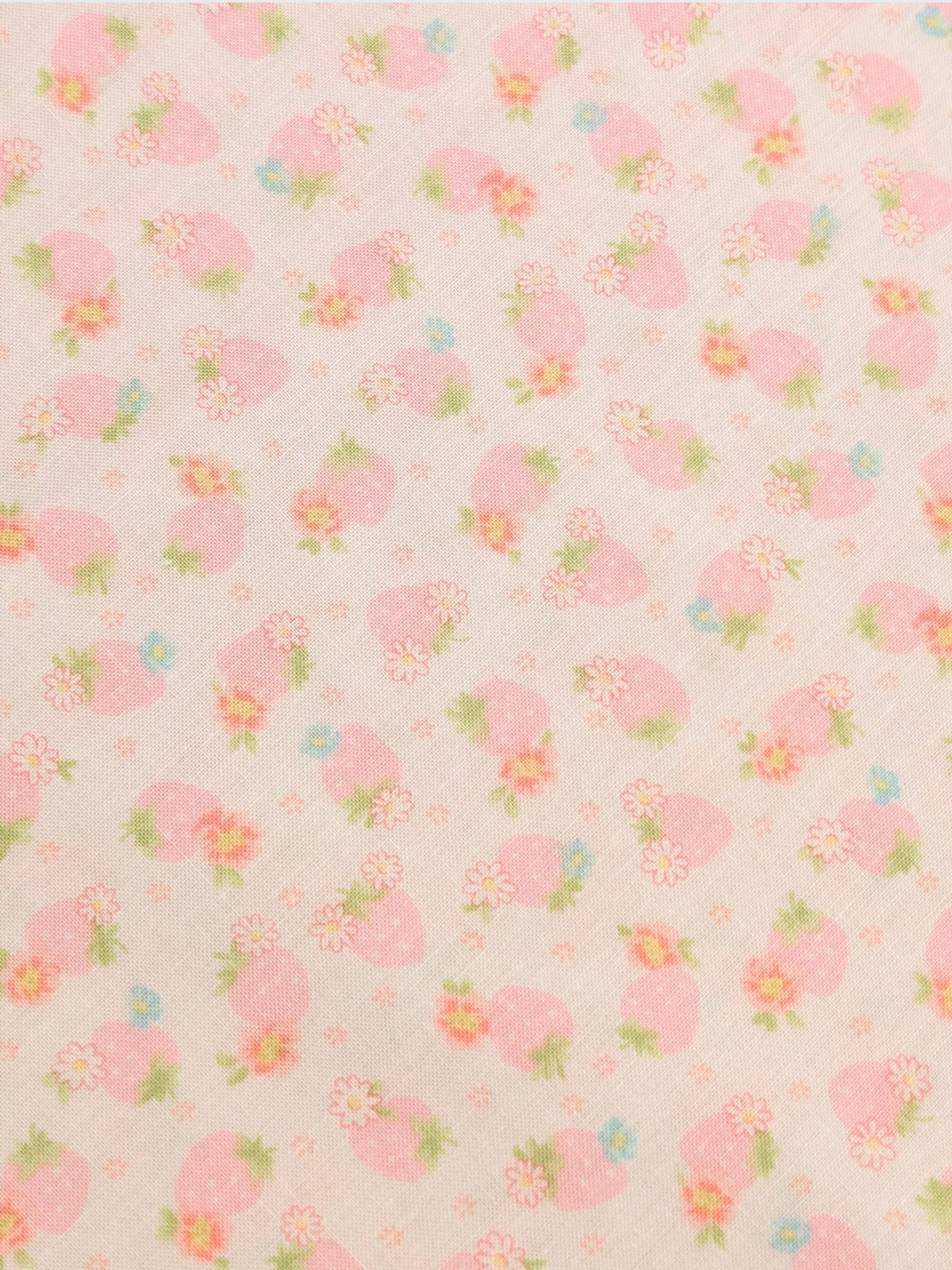 Yuwa - Soft Sweet Strawberries Cotton Sheeting Fabric - Pink