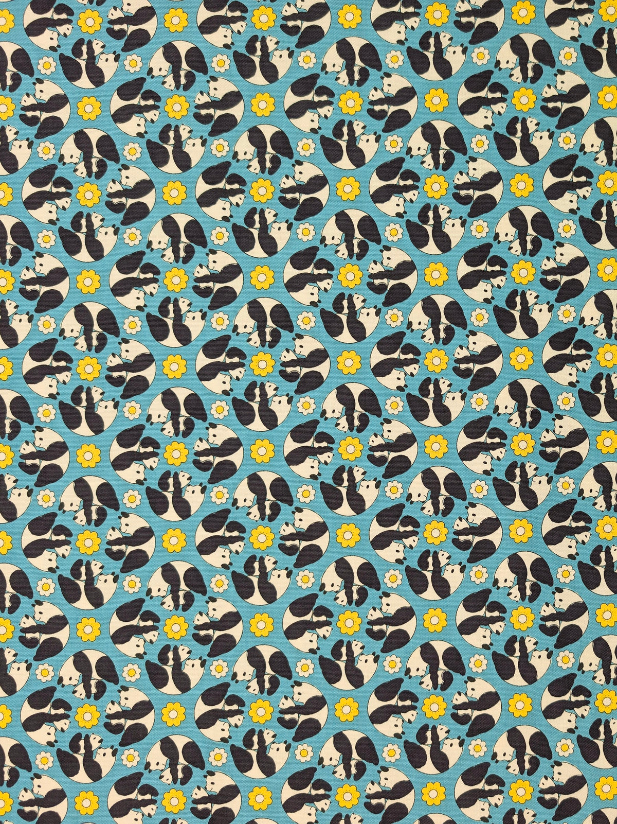 Yuwa - Kaleidoscope Pandas Oxford Cotton Fabric - Teal