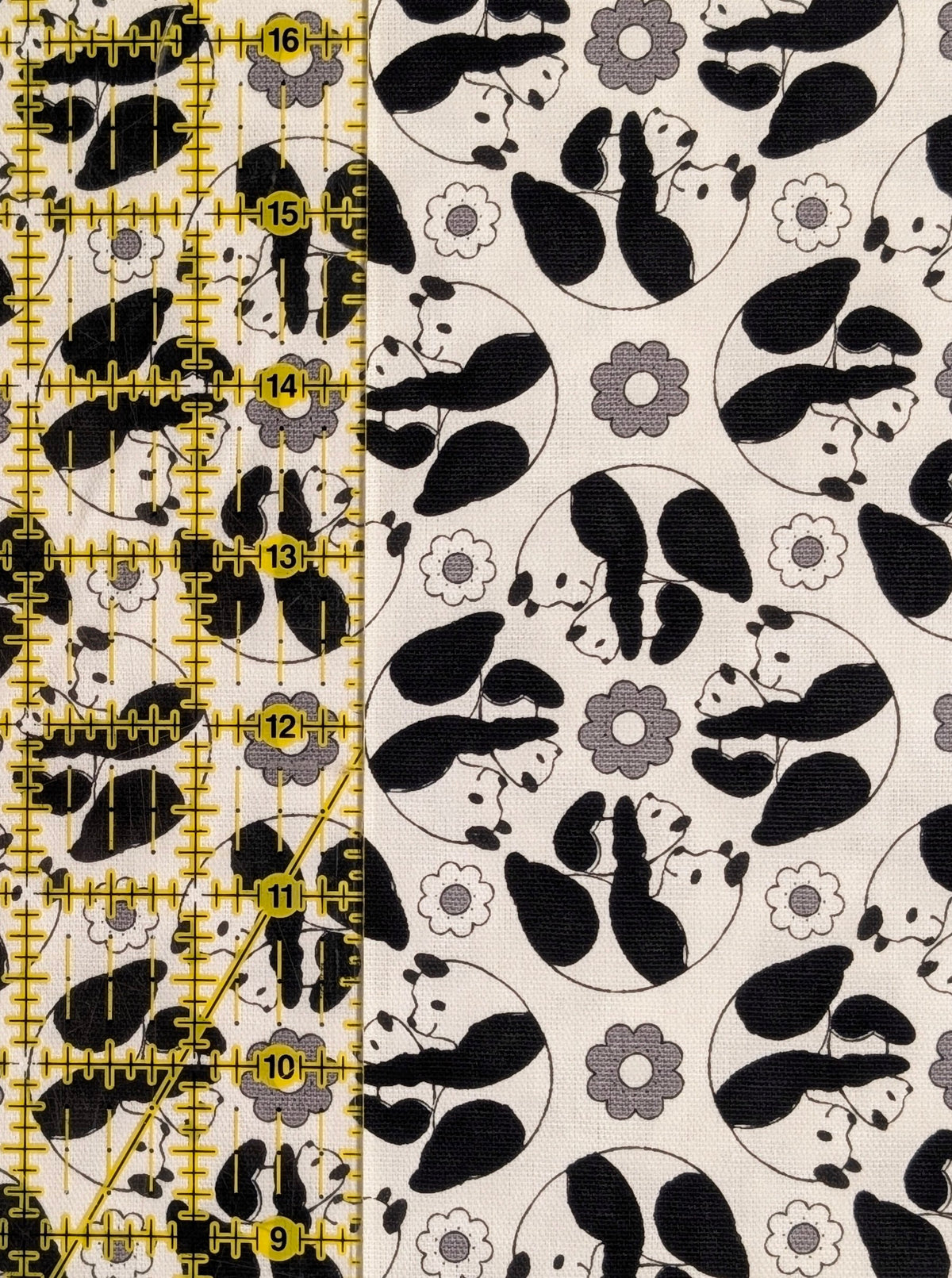 Yuwa - Kaleidoscope Pandas Oxford Cotton Fabric - White