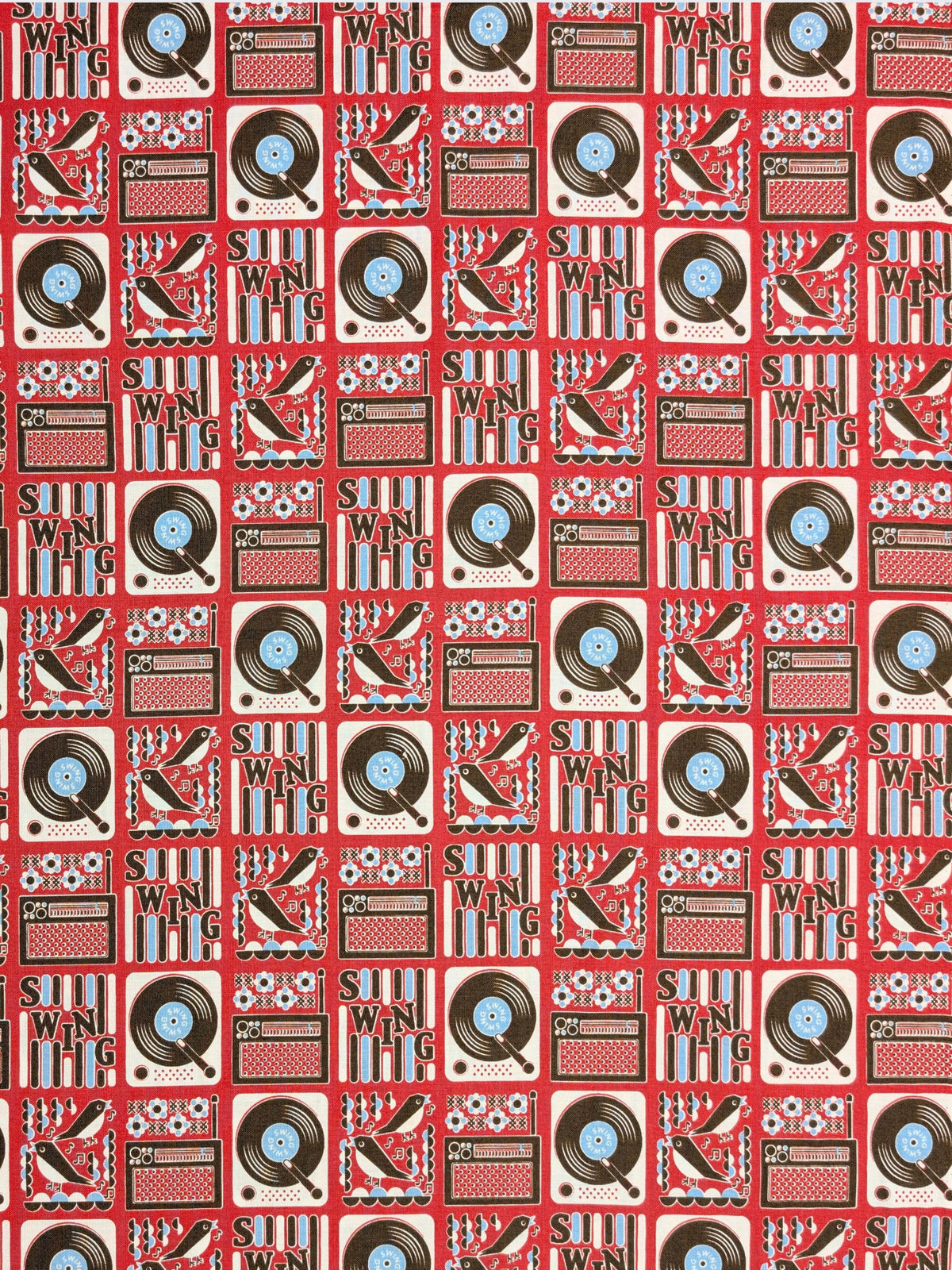 Yuwa - Swing Music Cotton Sheeting Fabric - Red