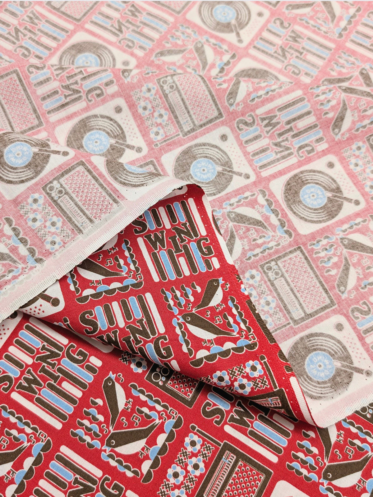 Yuwa - Swing Music Cotton Sheeting Fabric - Red