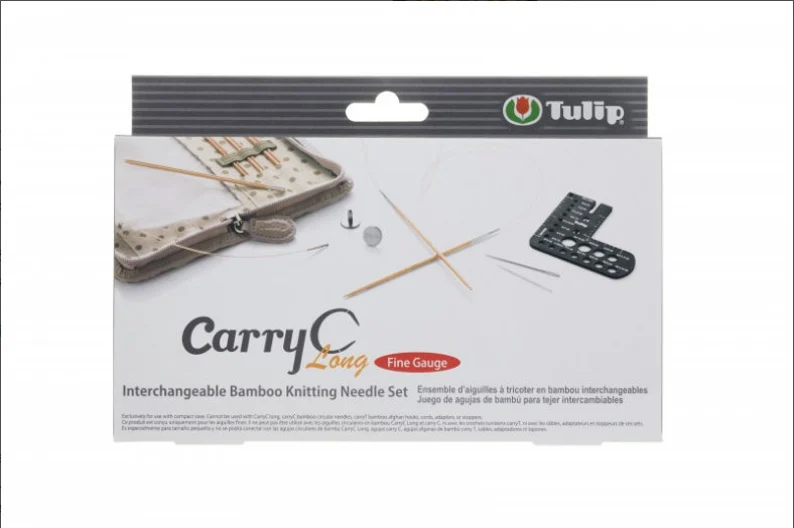 Tulip - CarryC Long Fine Gauge Interchangeable Knitting Needle Set with Case - Bamboo