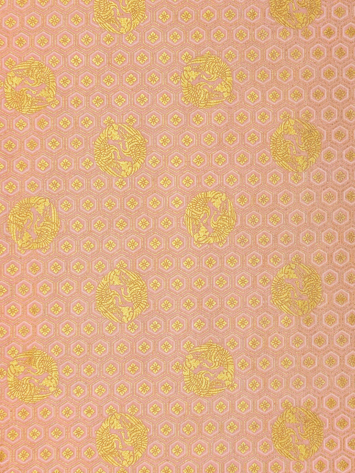 QuiltGate - Golden Cranes and Kikko Cotton Fabric - Pink