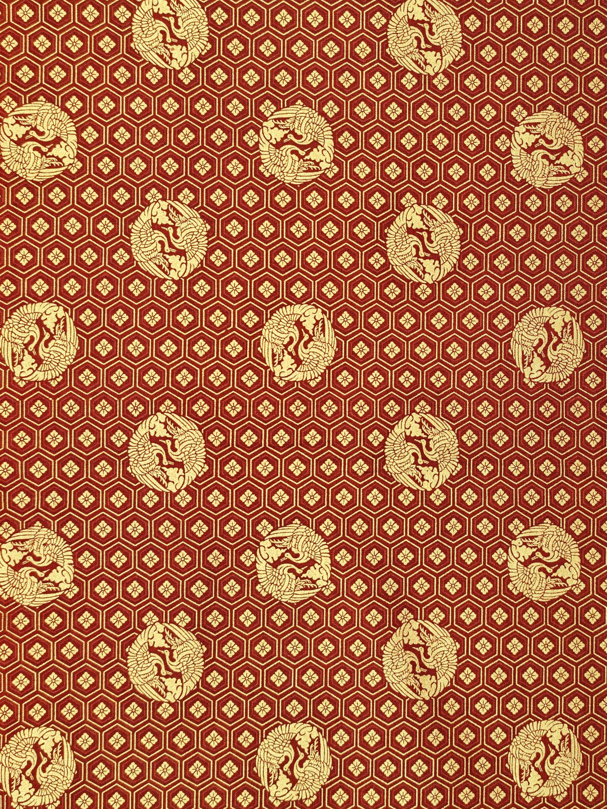 QuiltGate - Golden Cranes and Kikko Cotton Fabric - Red
