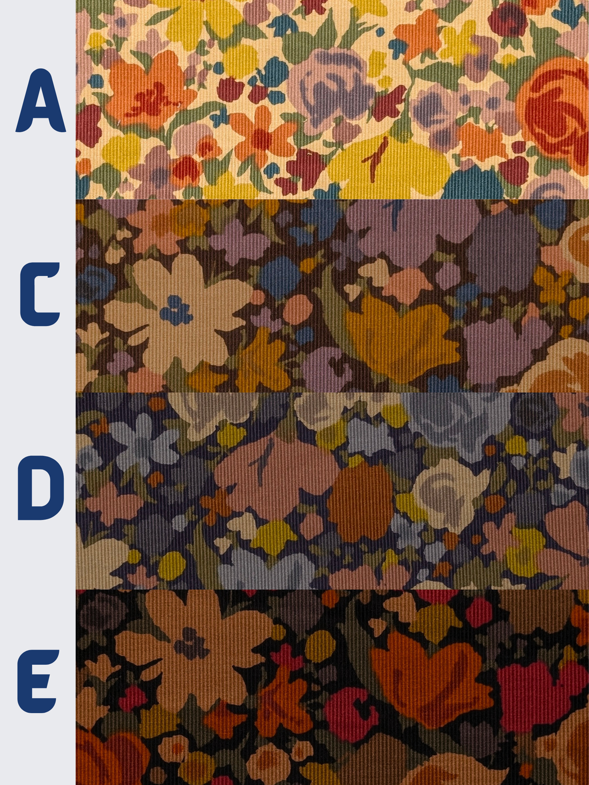 Hokkoh - Block Flower Meadow Cotton Needlecord Corduroy Fabric - Black