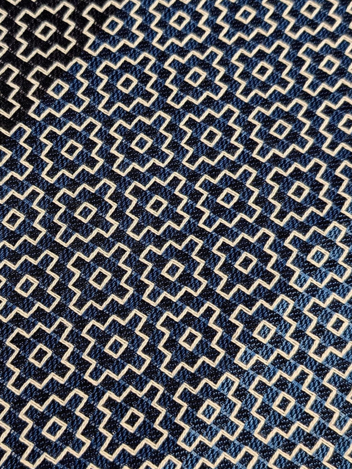 Orimono Imports - Kasuri-Sashi with Sashiko Stitching Cotton Fabric Dyed with Aizome Botanical Indigo
