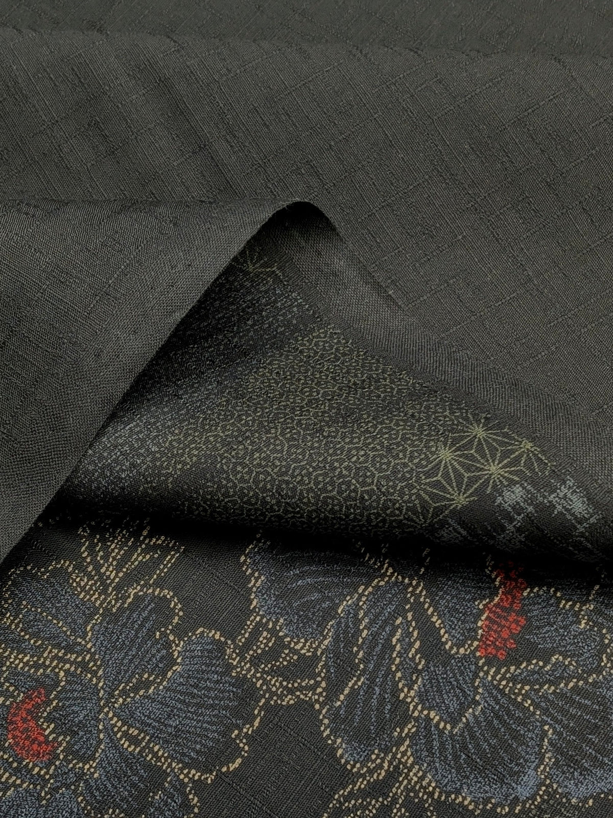 Kobayashi - Wagara Flowers Cotton Dobby Fabric - Black