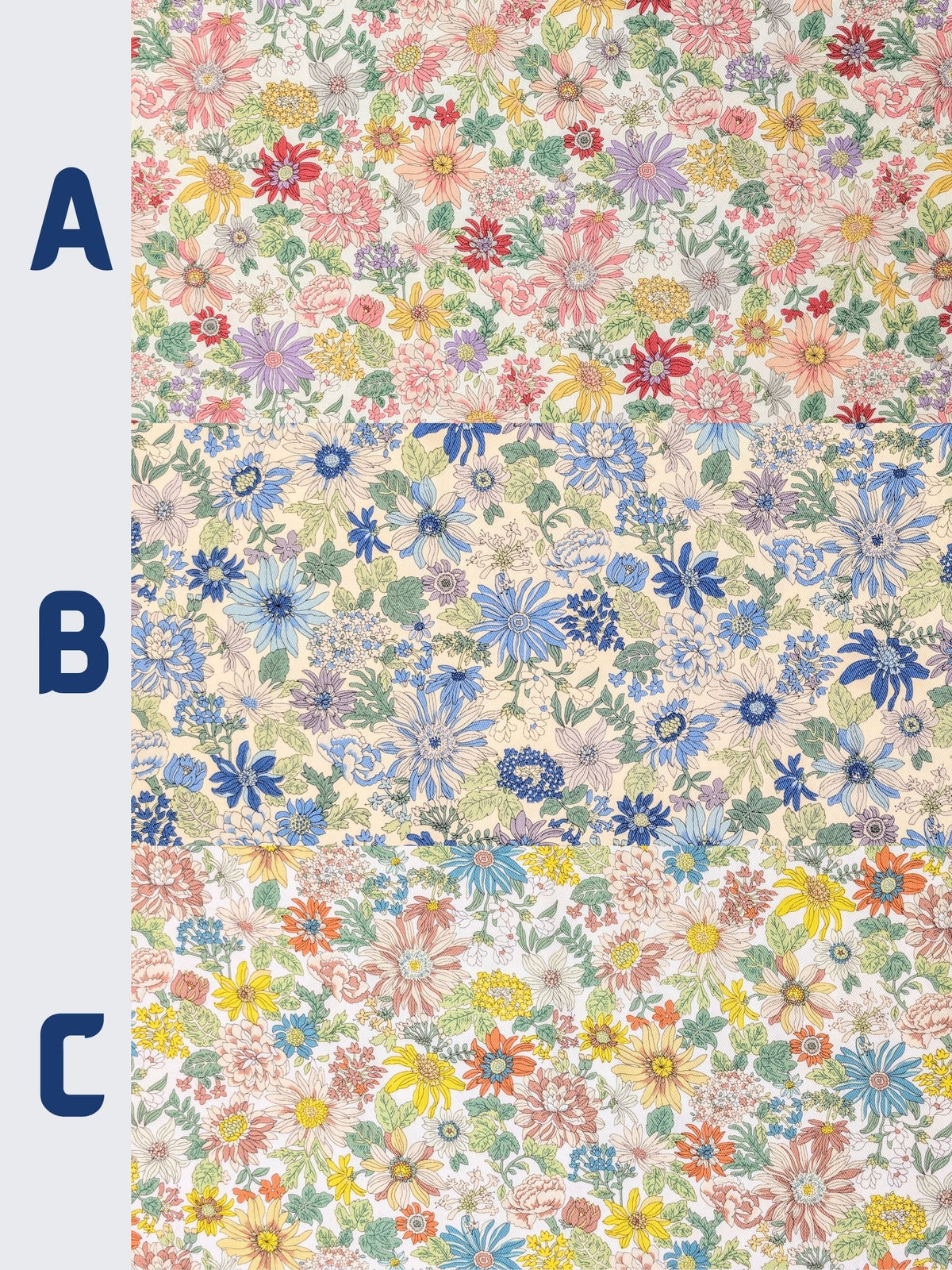 Kobayashi - Colorful Floral Cotton Twill Fabric - Blue