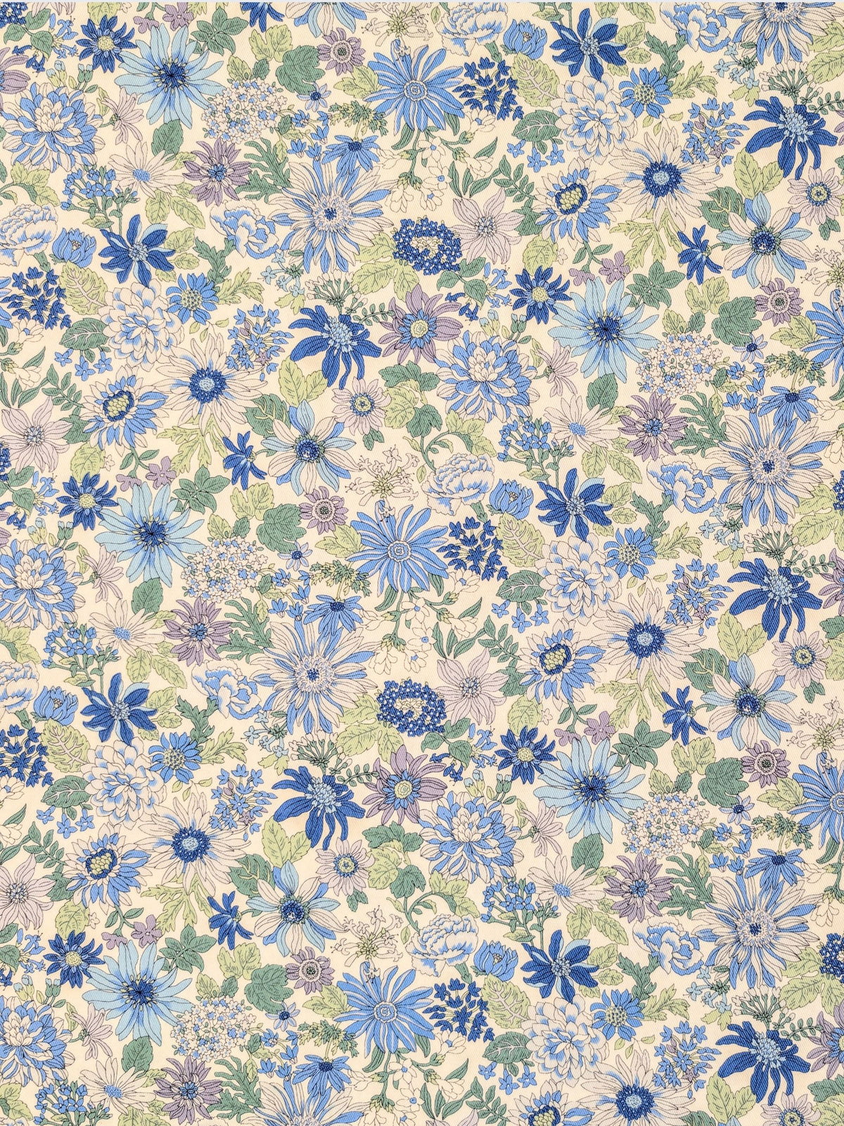 Kobayashi - Colorful Floral Cotton Twill Fabric - Blue