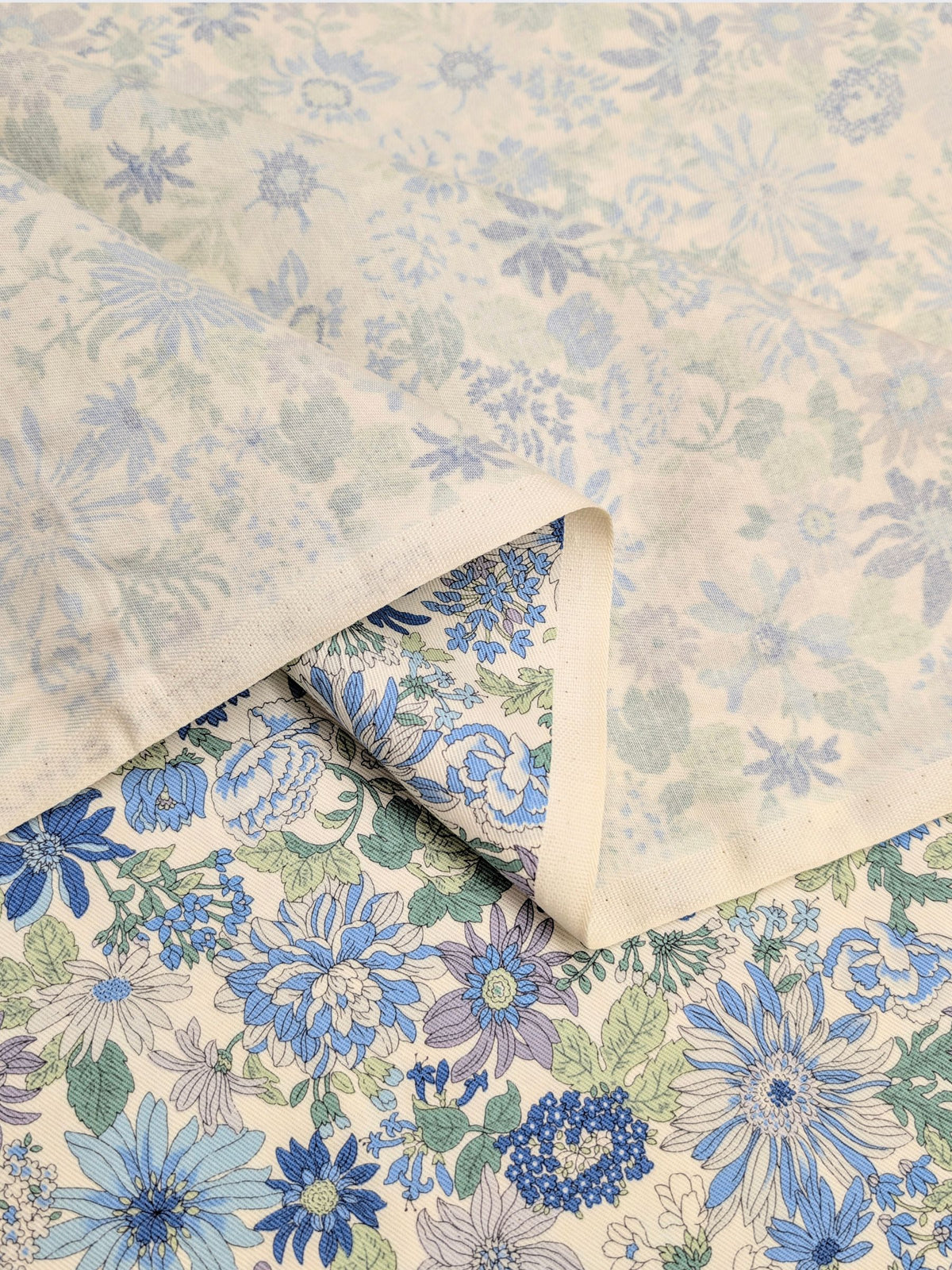 Kobayashi - Colorful Floral Cotton Twill Fabric - Blue
