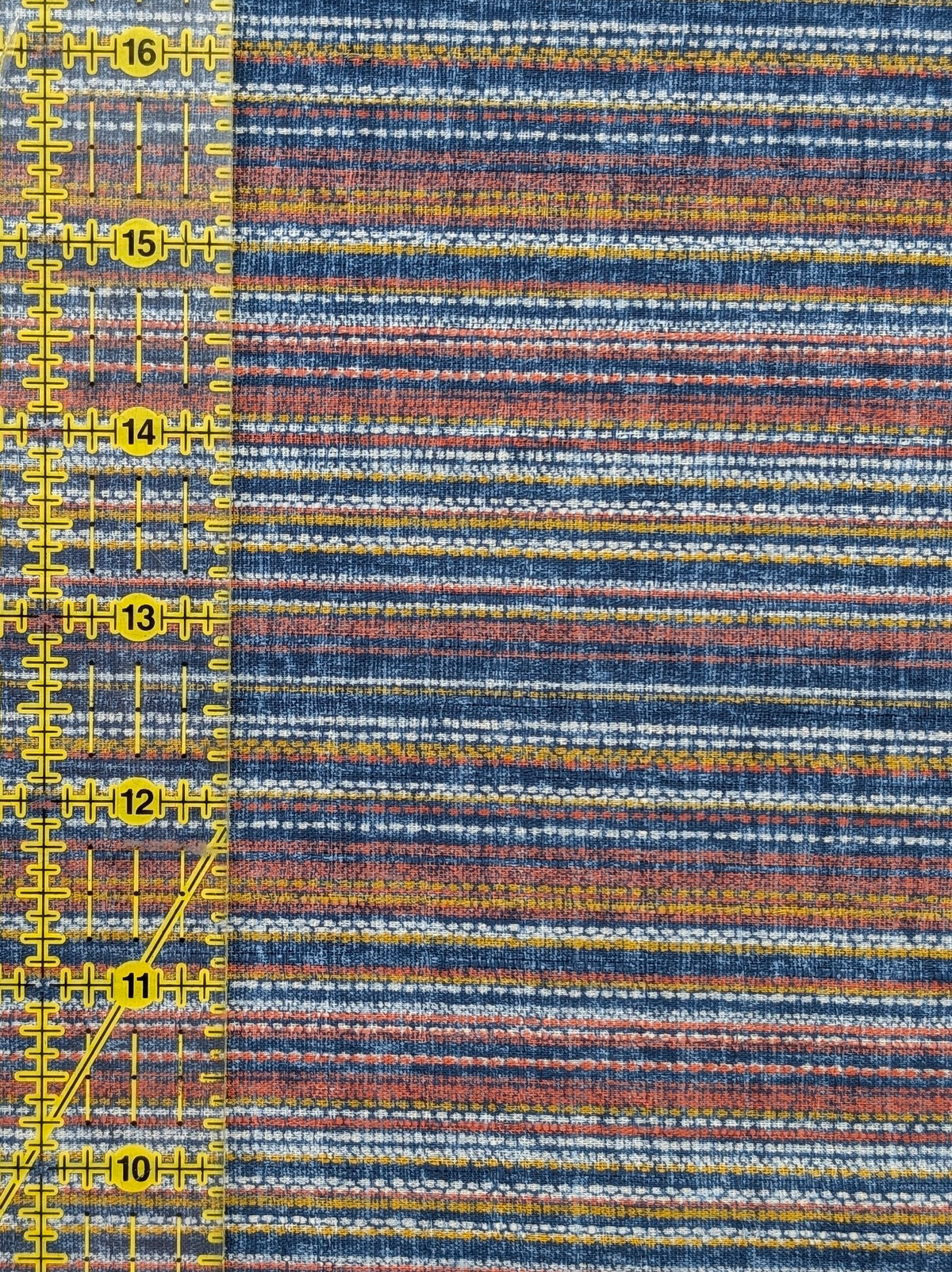 Morikiku - Textured Stripe Cotton Dobby Fabric - Blue
