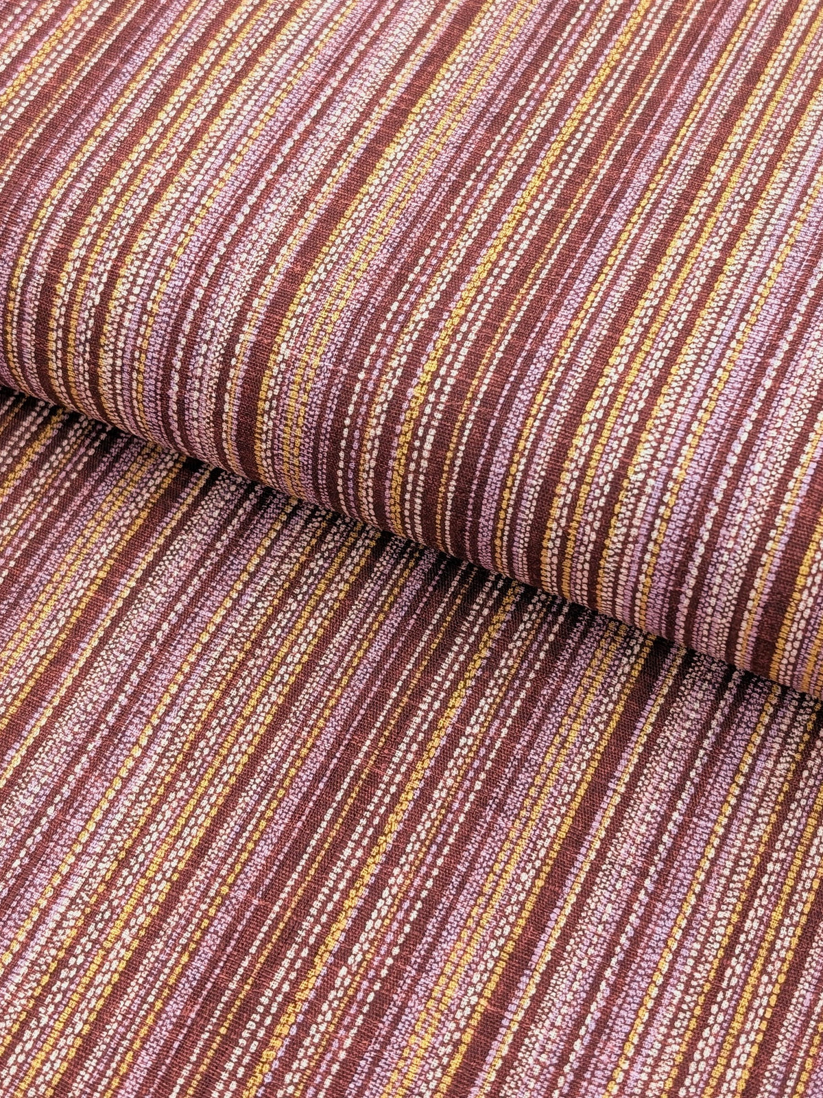 Morikiku - Textured Stripe Cotton Dobby Fabric - Purple