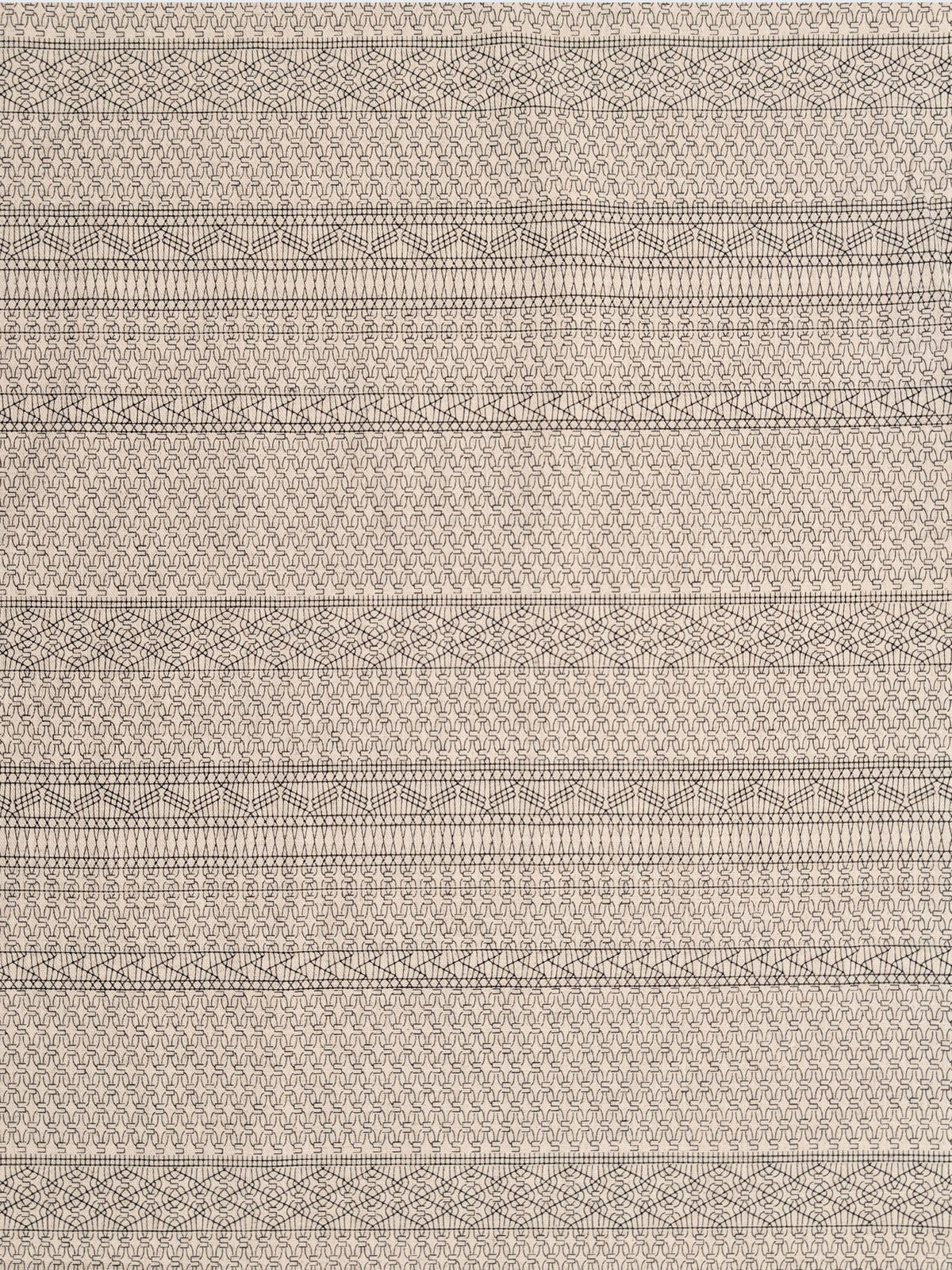 Yuwa - Cream Lace-Lines Cotton/Linen Fabric - Natural