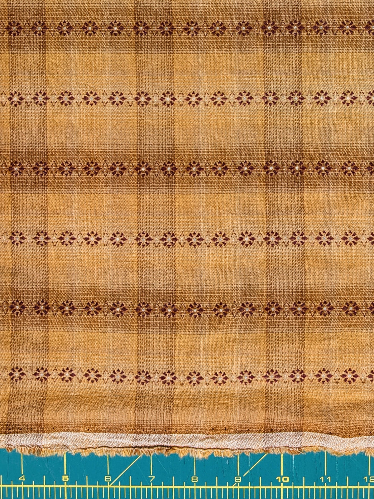 MYD - Daisy Chain Glen Check Plaid Yarn Dyed Cotton Fabric - Marigold and Brown