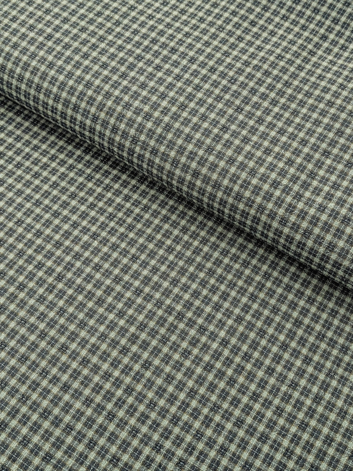MYD - Textured Tattersall Plaid Yarn Dyed Cotton Fabric - Teal Blue