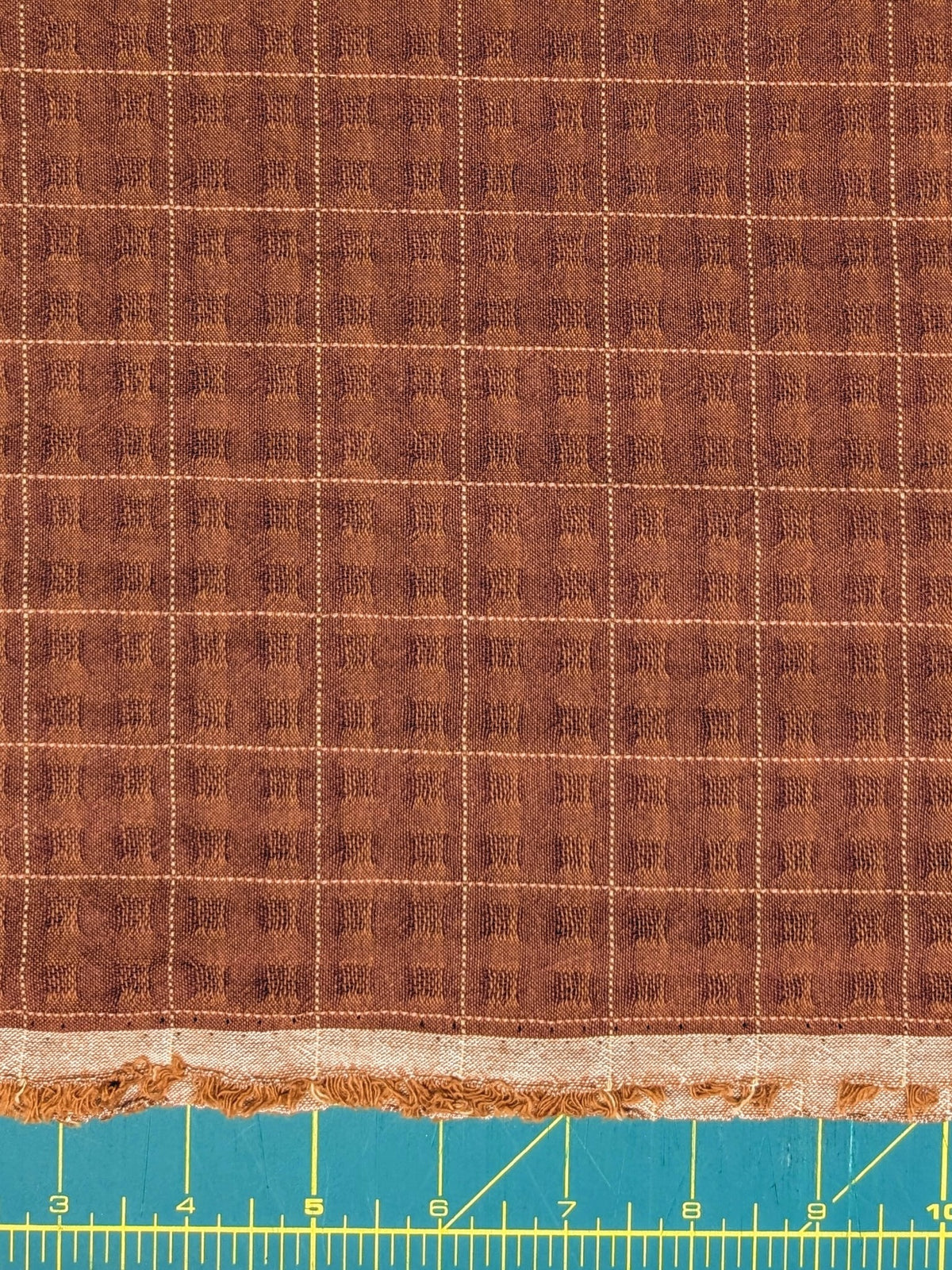 MYD - Textured Windowpane Plaid Yarn Dyed Cotton Fabric - Brick