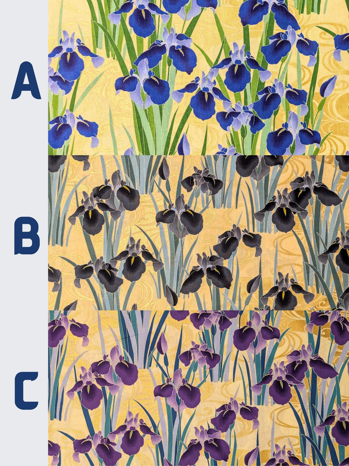 Naka - Golden Iris Cotton Sheeting Fabric - Blue