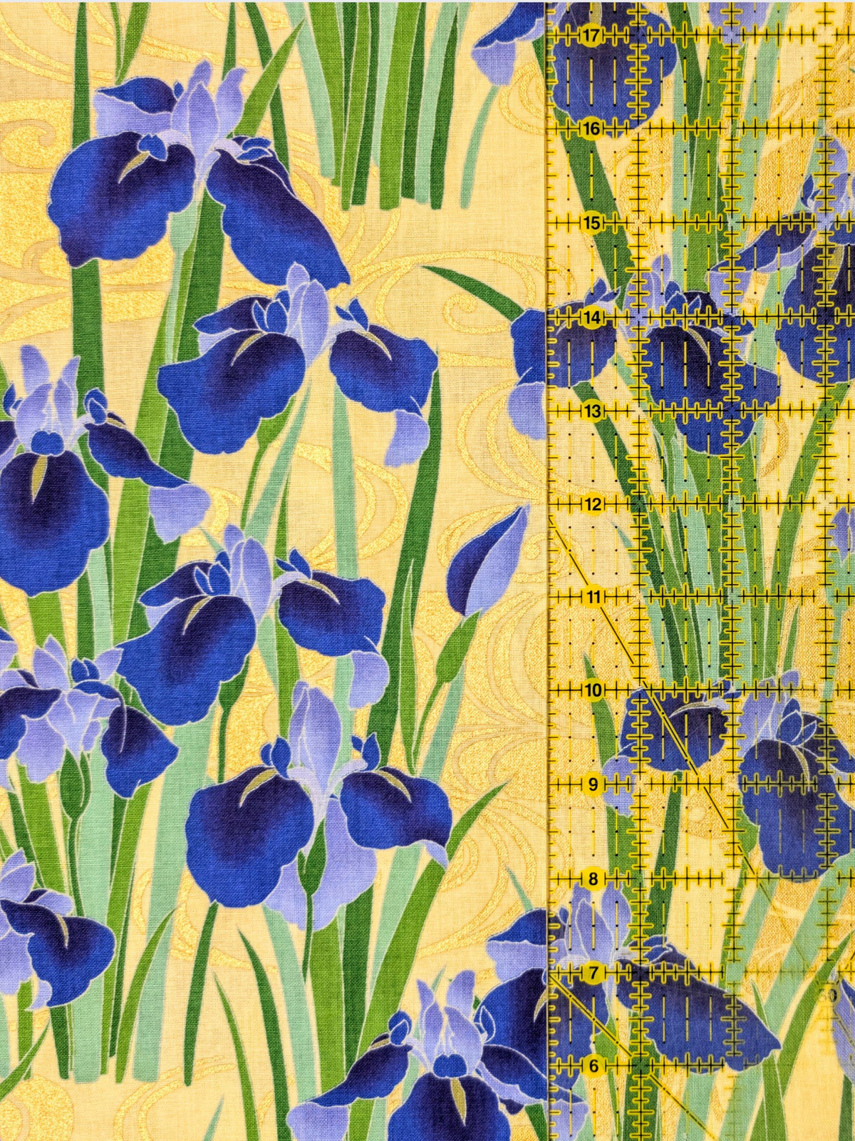 Naka - Golden Iris Cotton Sheeting Fabric - Blue