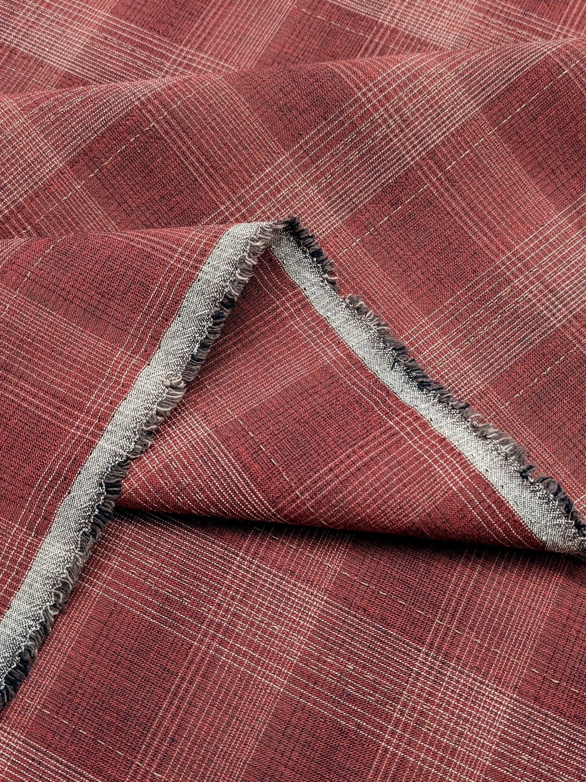 MYD - Glen Check Plaid Yarn Dyed Cotton Fabric - Burgundy